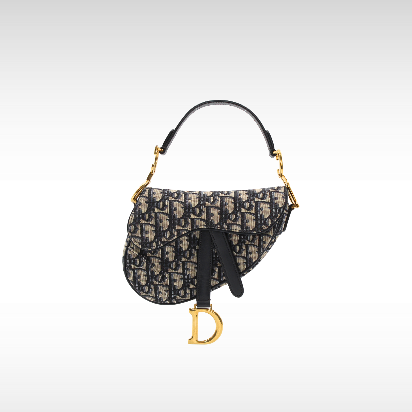 Saddle Bag Mini Oblique Canvas Navy Handbag