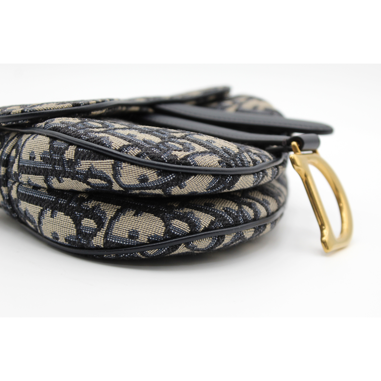 Saddle Bag Mini Oblique Canvas Navy Handbag