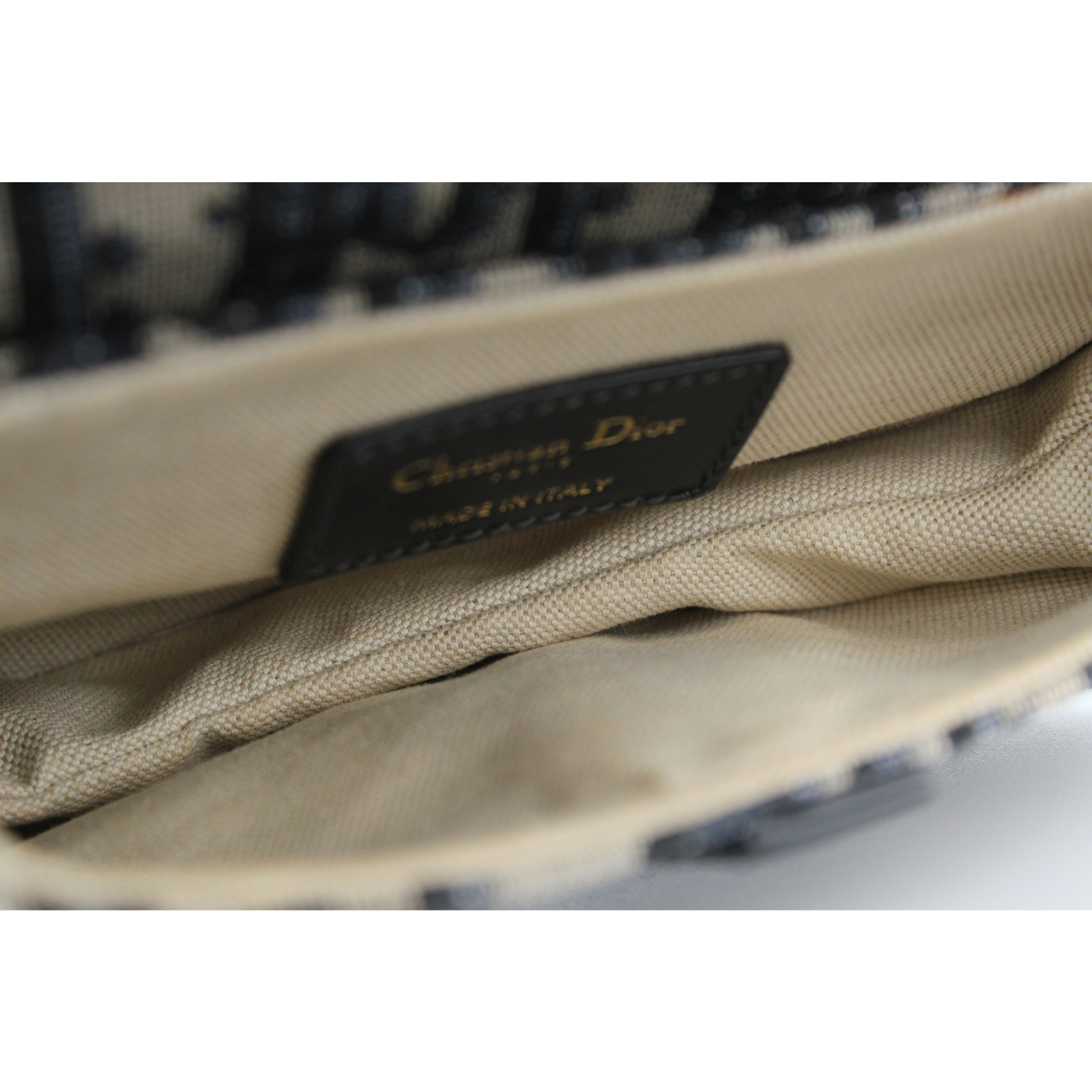 Saddle Bag Mini Oblique Canvas Navy Handbag