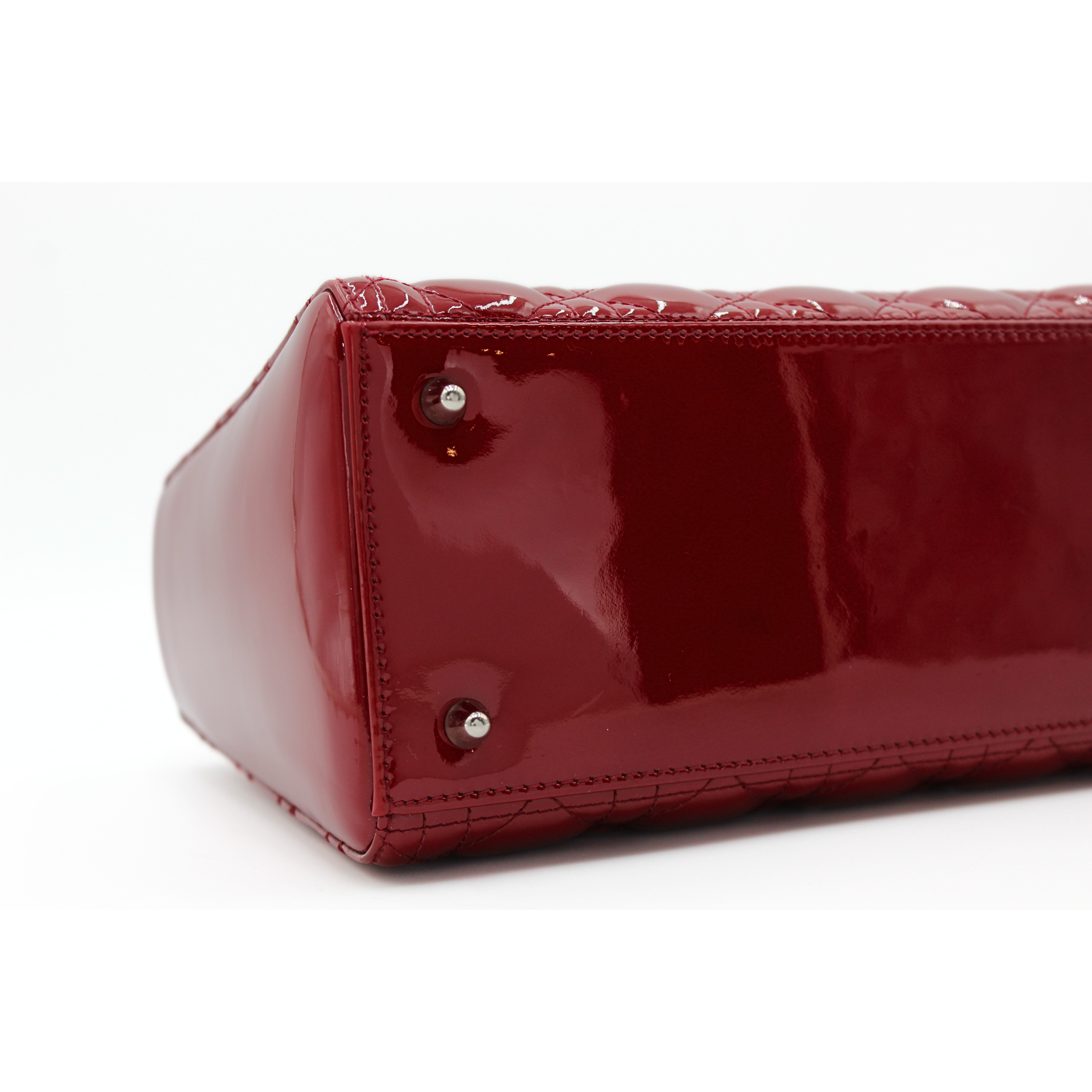 Lady Dior Medium Enamel Red Handbag