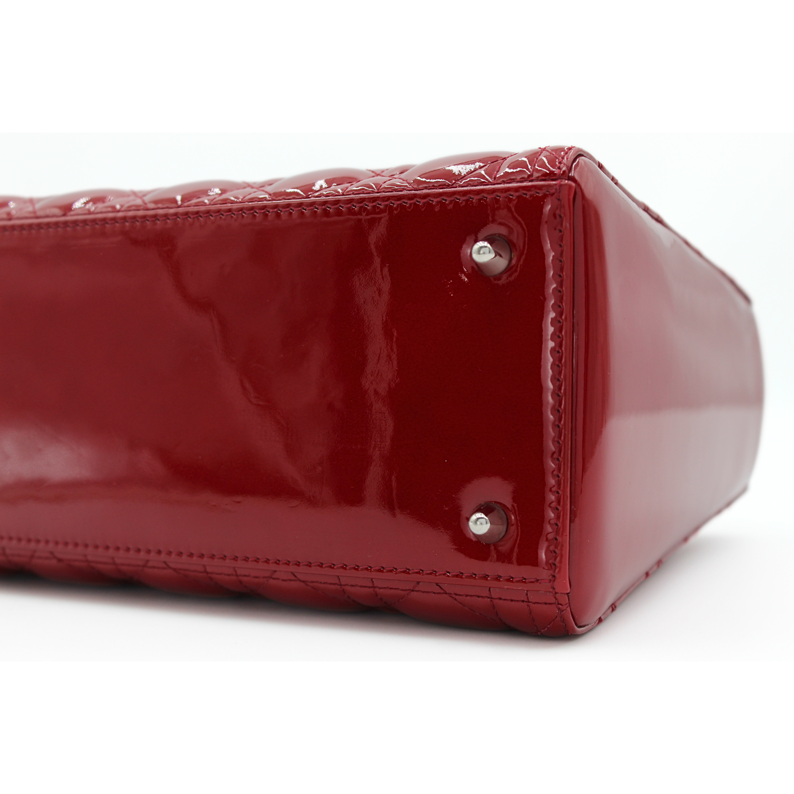 Lady Dior Medium Enamel Red Handbag