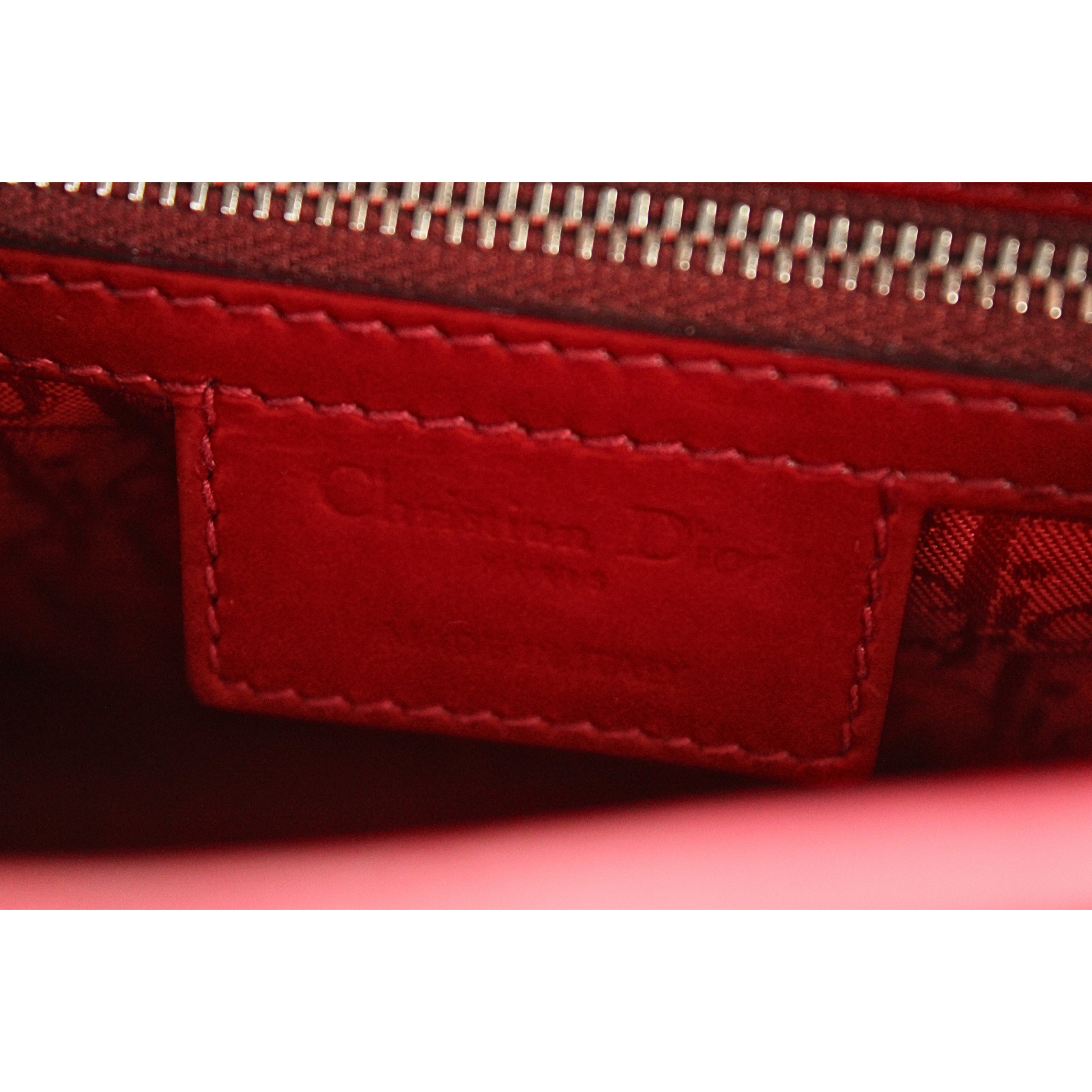Lady Dior Medium Enamel Red Handbag