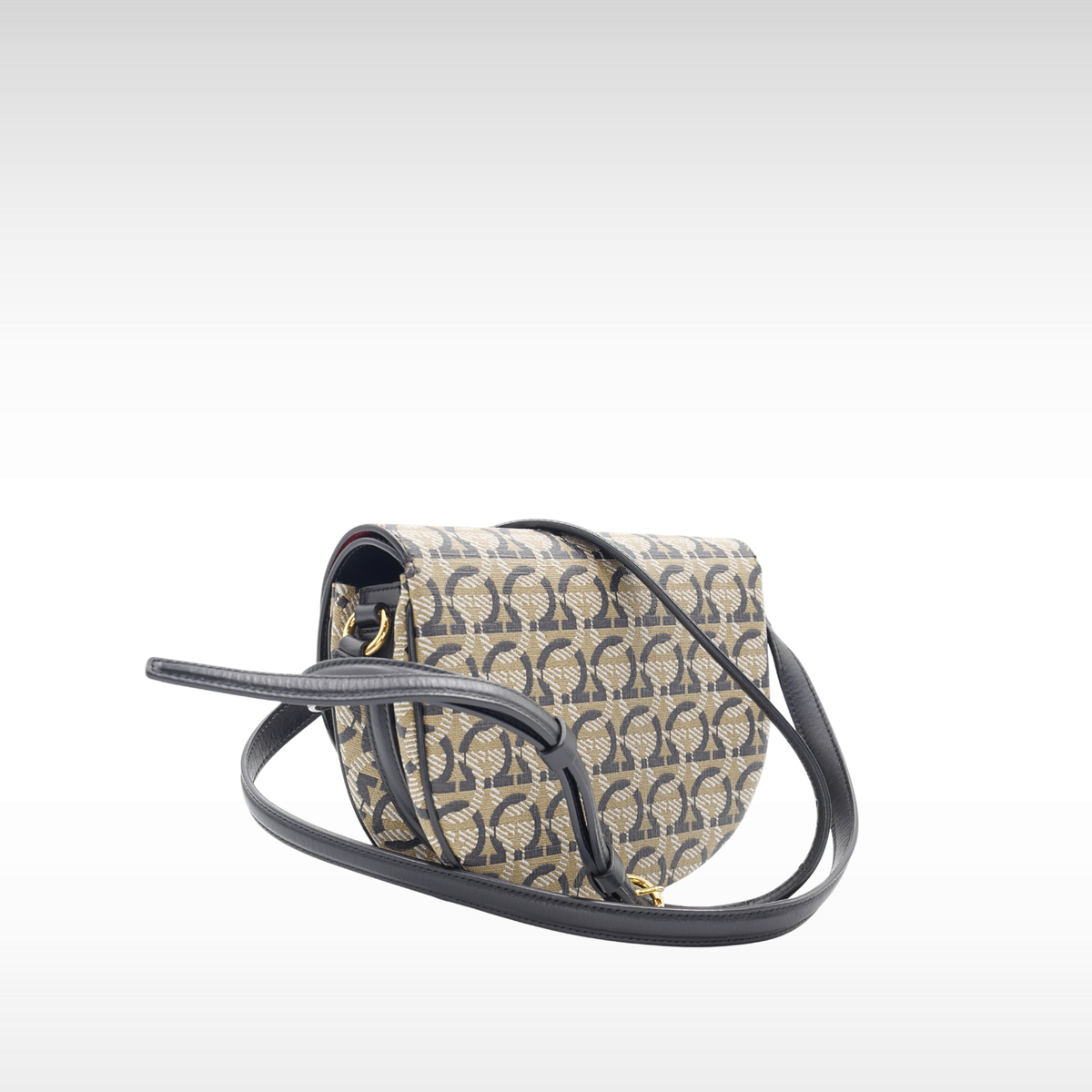 Gancini Coated Canvas Crossbody Bag