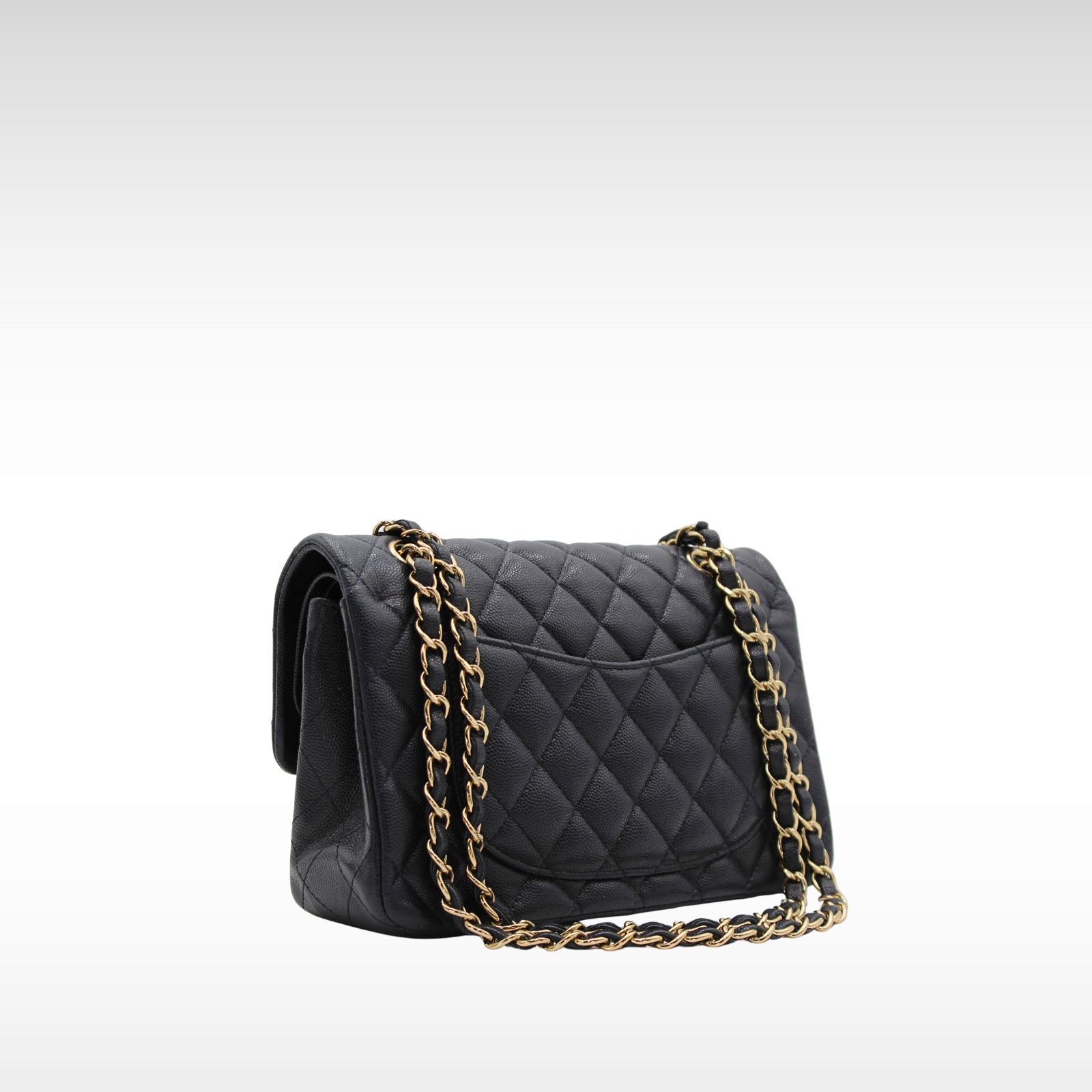 Classic Small Caviar Navy Shoulder Bag