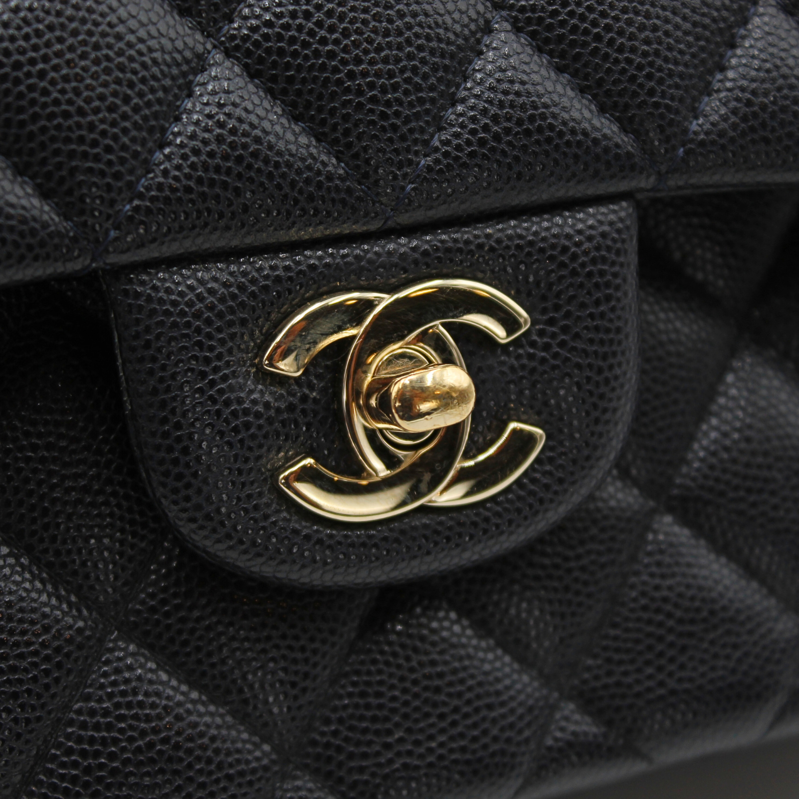 Classic Small Caviar Navy Shoulder Bag