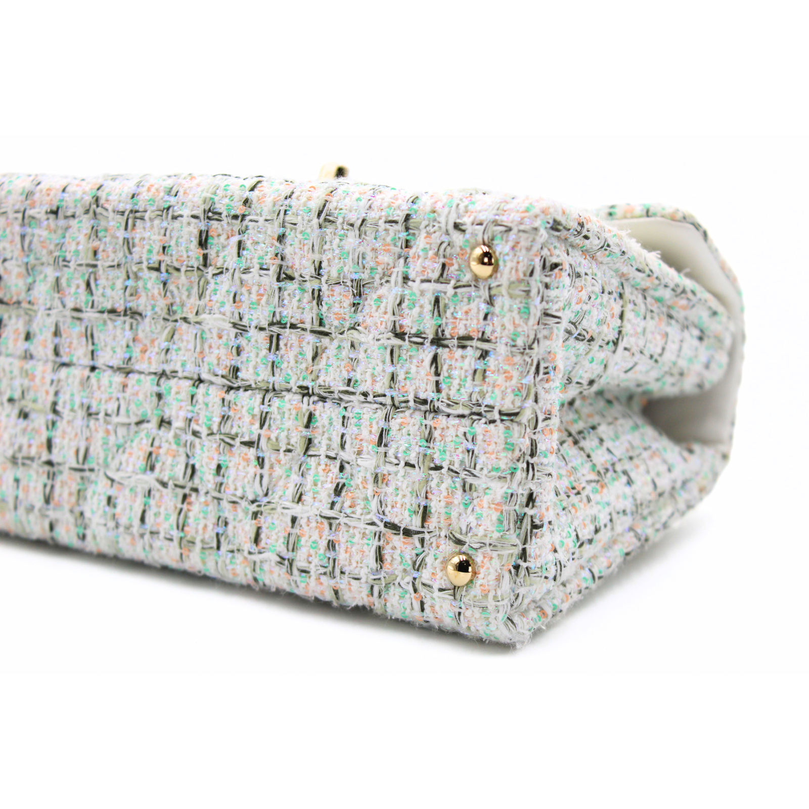 Flap With Top Handle Tweed White + Multicolor Handbag