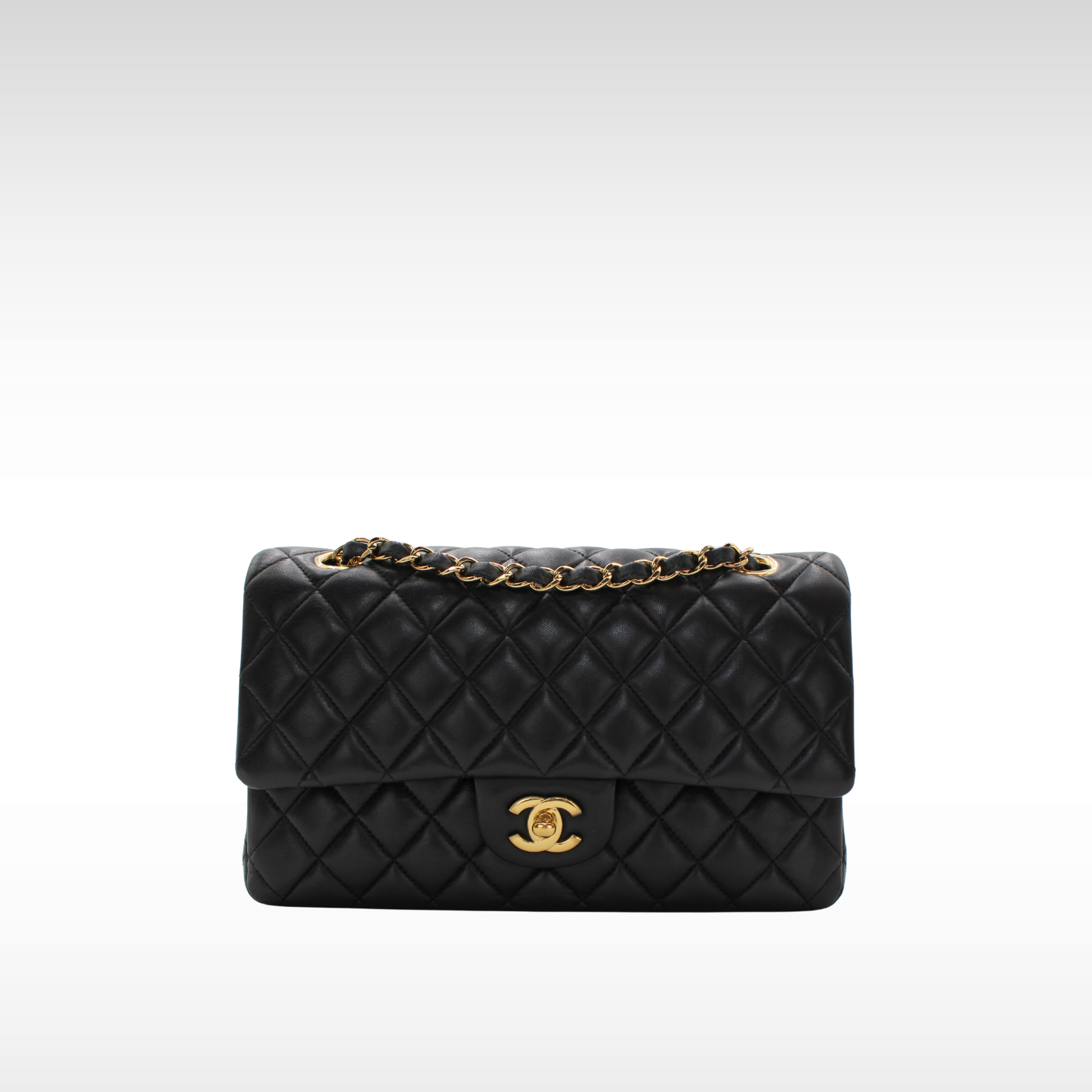 Classic Medium Lamb Black Shoulder Bag