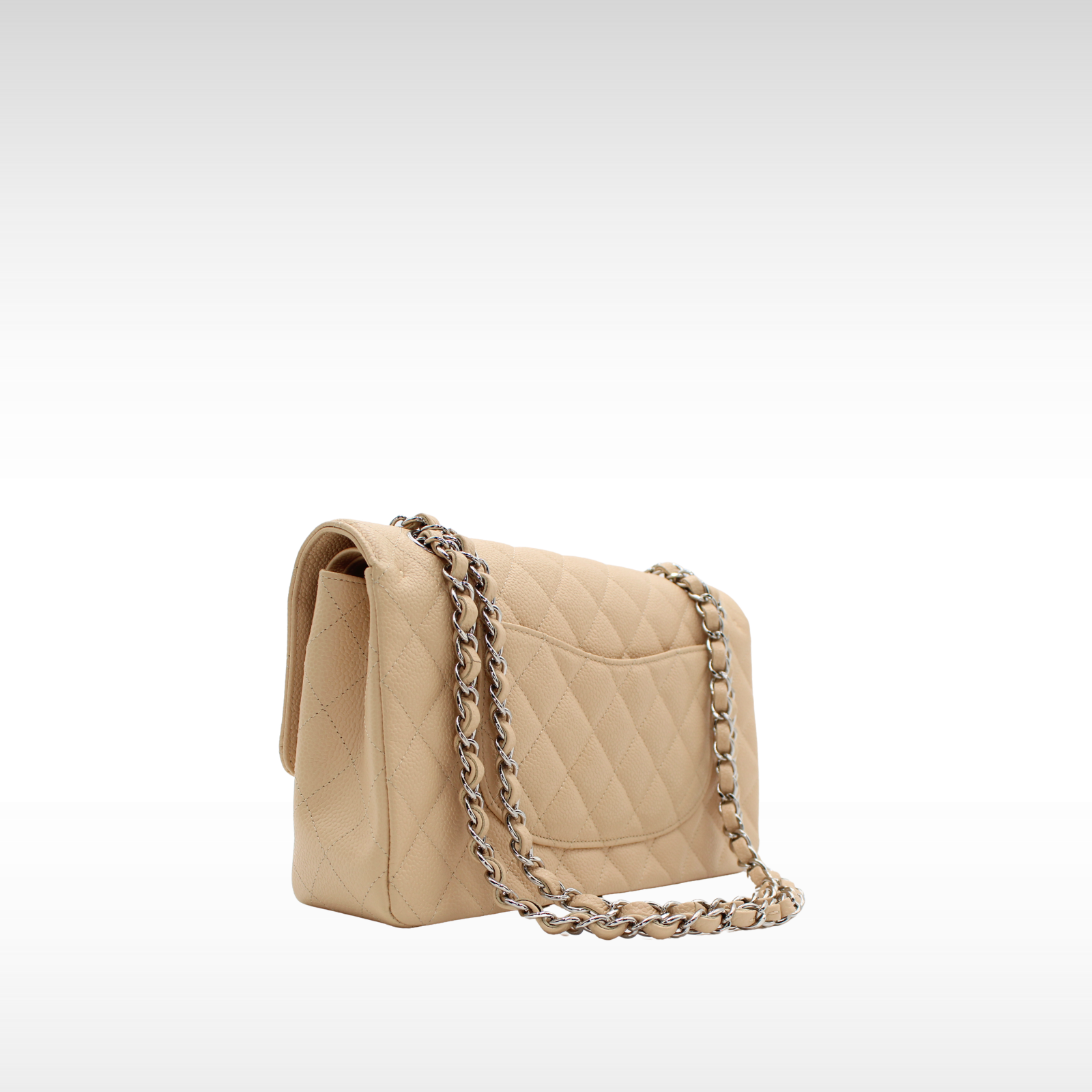 Classic Medium Caviar Beige Shoulder Bag