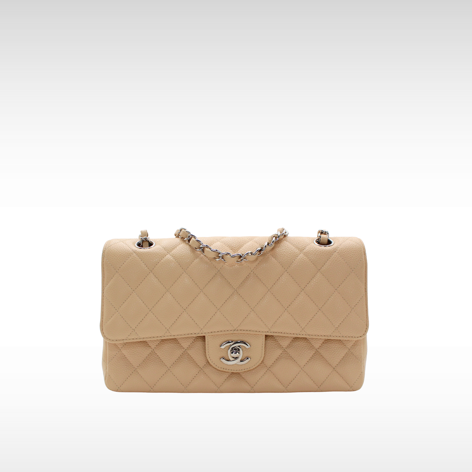 Classic Medium Caviar Beige Shoulder Bag