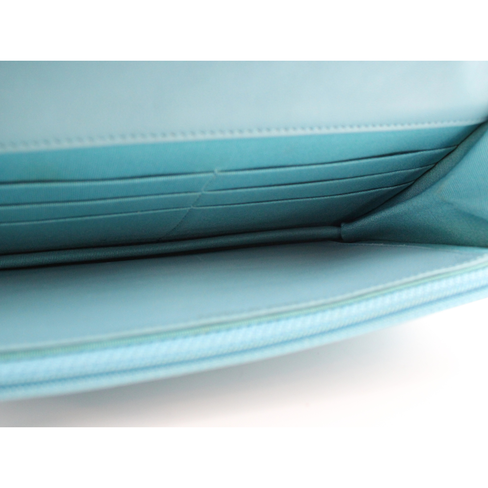 Classic Matelasse Lamb Blue Wallet on Chain