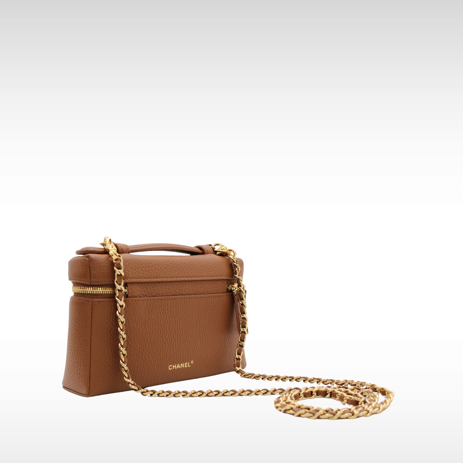 Vanity with Chain Calf Brown Vanity Bag