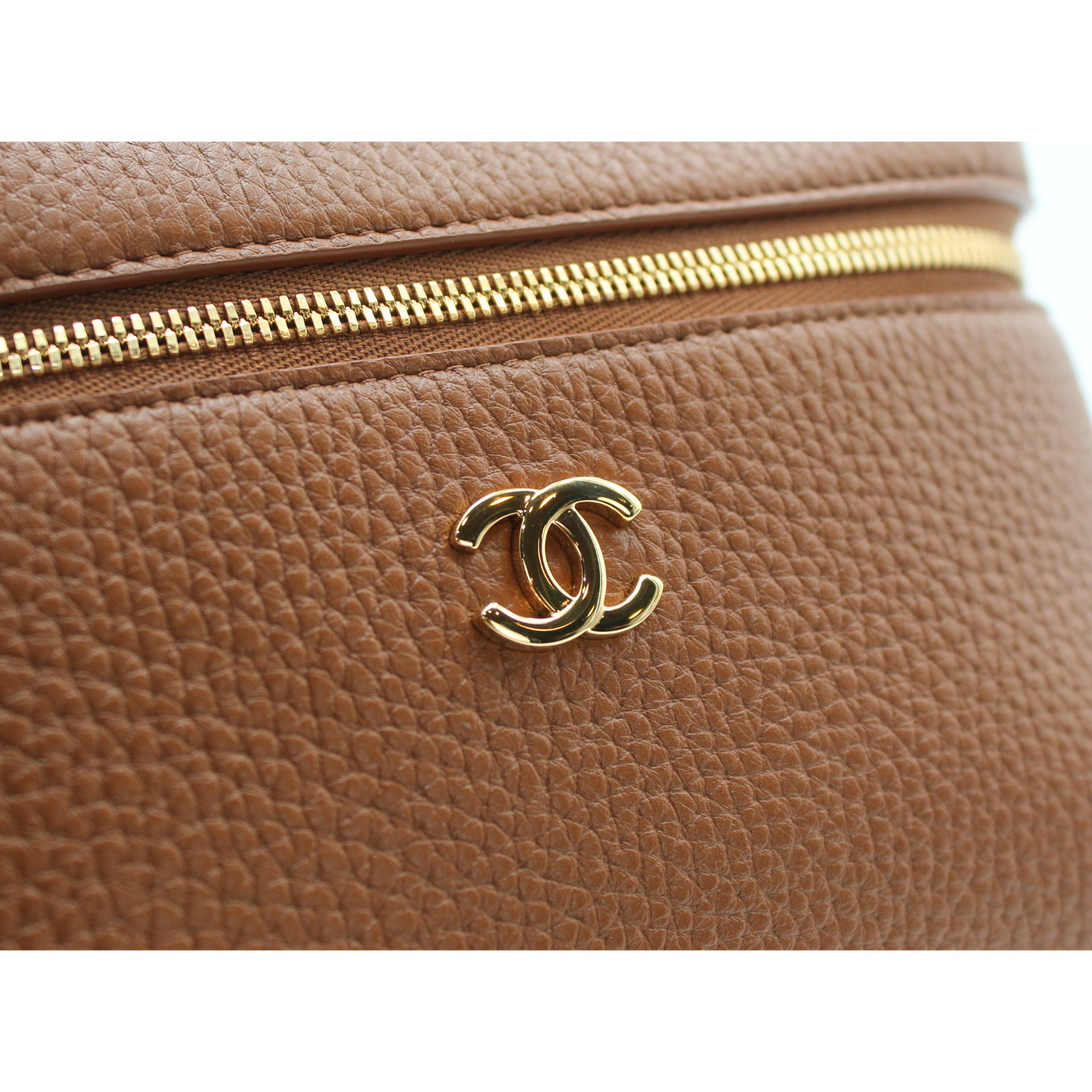 Vanity with Chain Calf Brown Vanity Bag