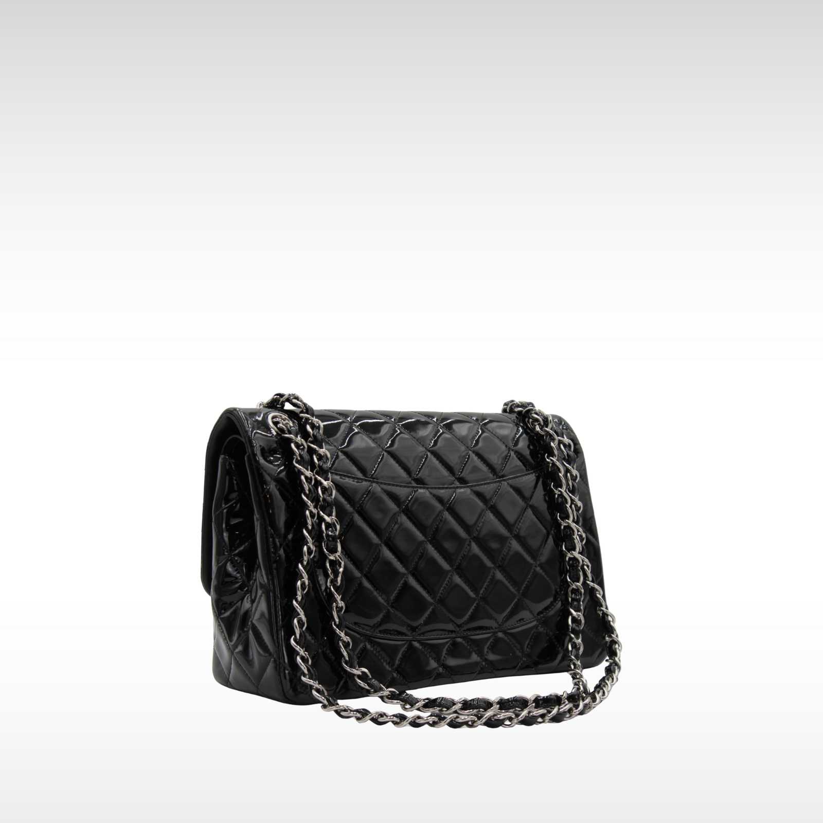 Classic Large Enamel Black Shoulder Bag
