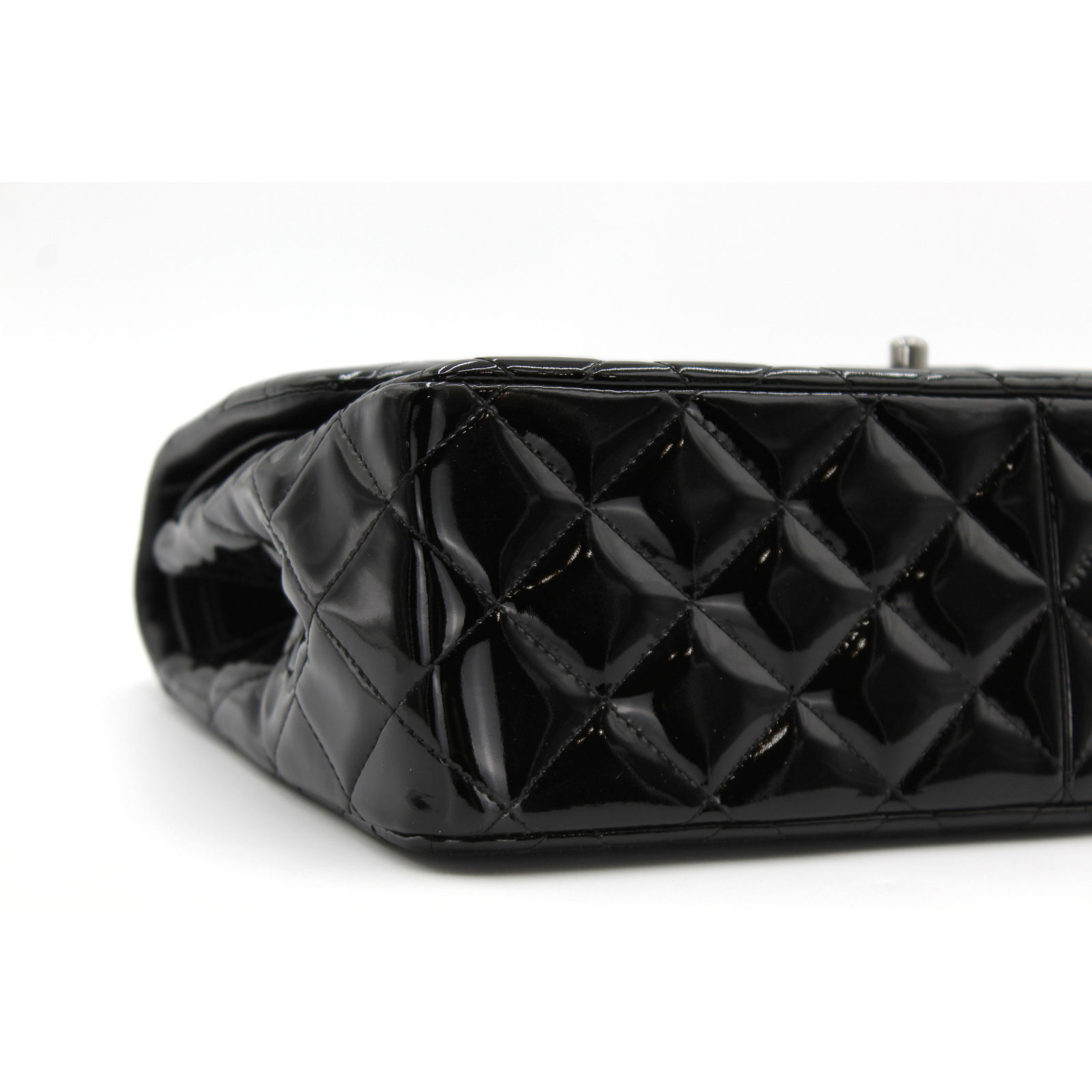 Classic Large Enamel Black Shoulder Bag