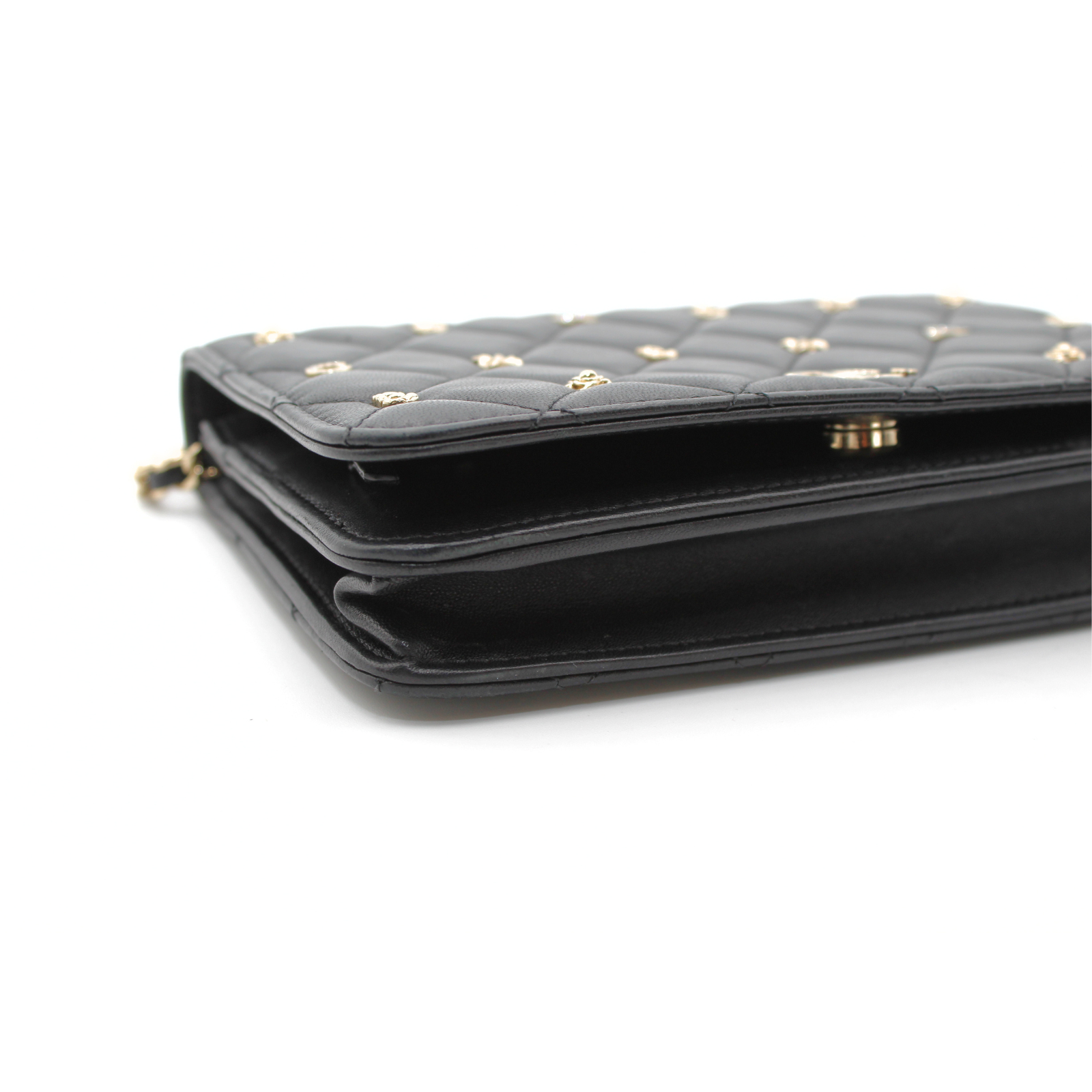 Matelasse Lamb Black Wallet on Chain