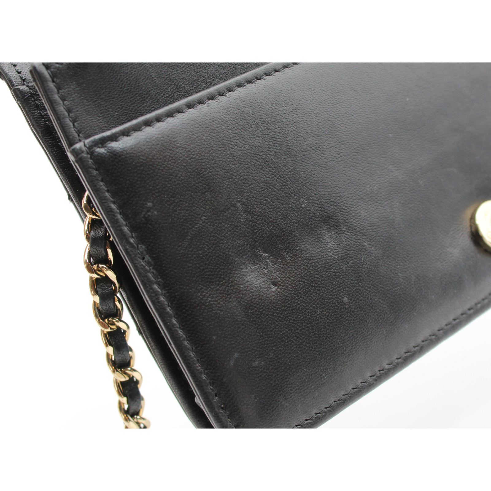 Matelasse Lamb Black Wallet on Chain