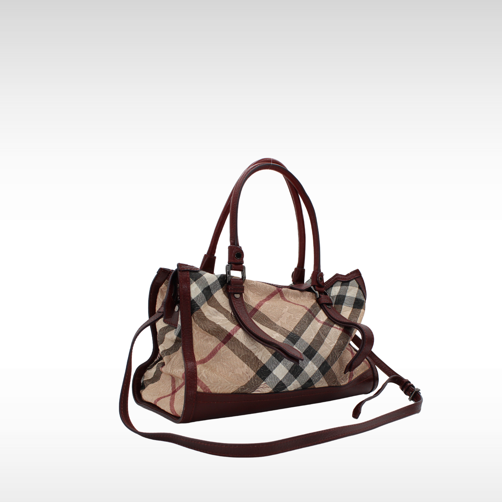 Coated Canvas Beige + Red Shoulder Bag