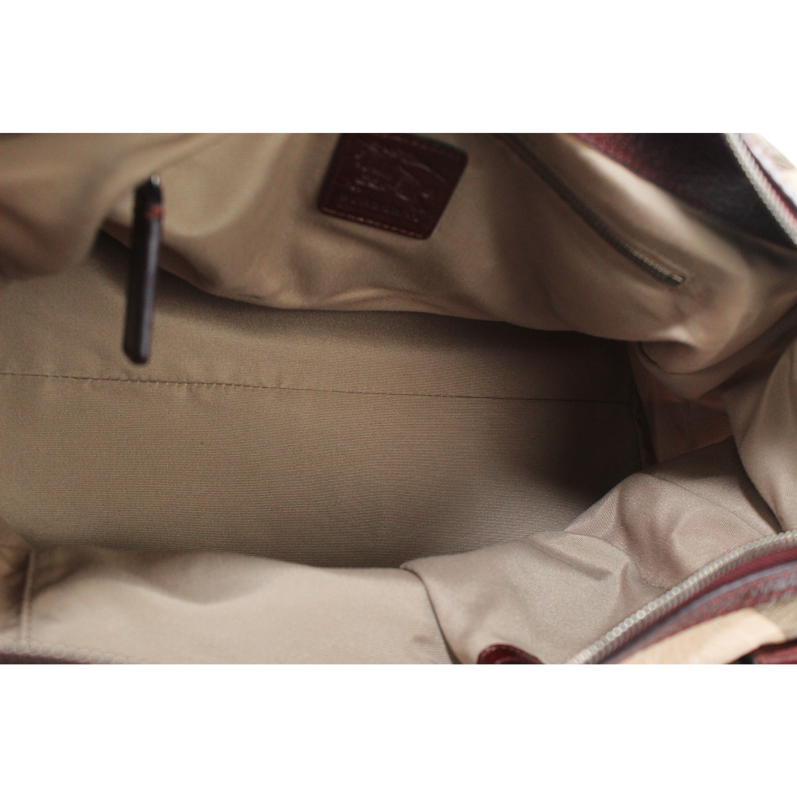 Coated Canvas Beige + Red Shoulder Bag