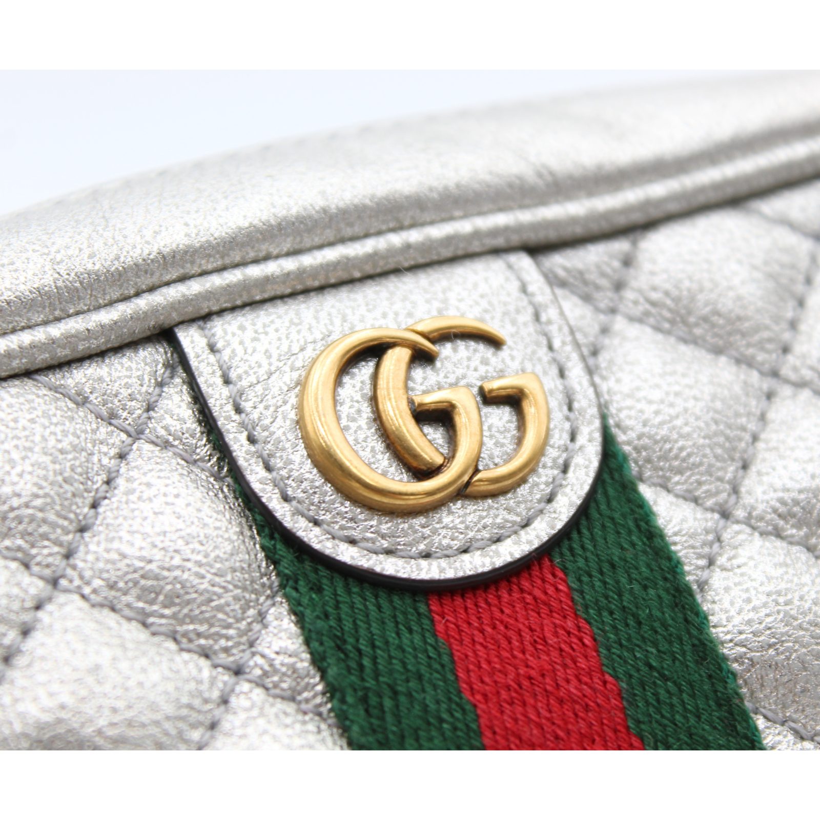 Trapuntata GG Marmont Calf Silver Shoulder Bag