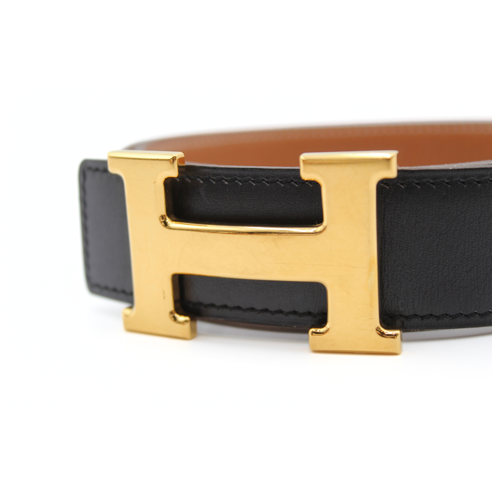H 82 Boxcalf Black & Gold Belt