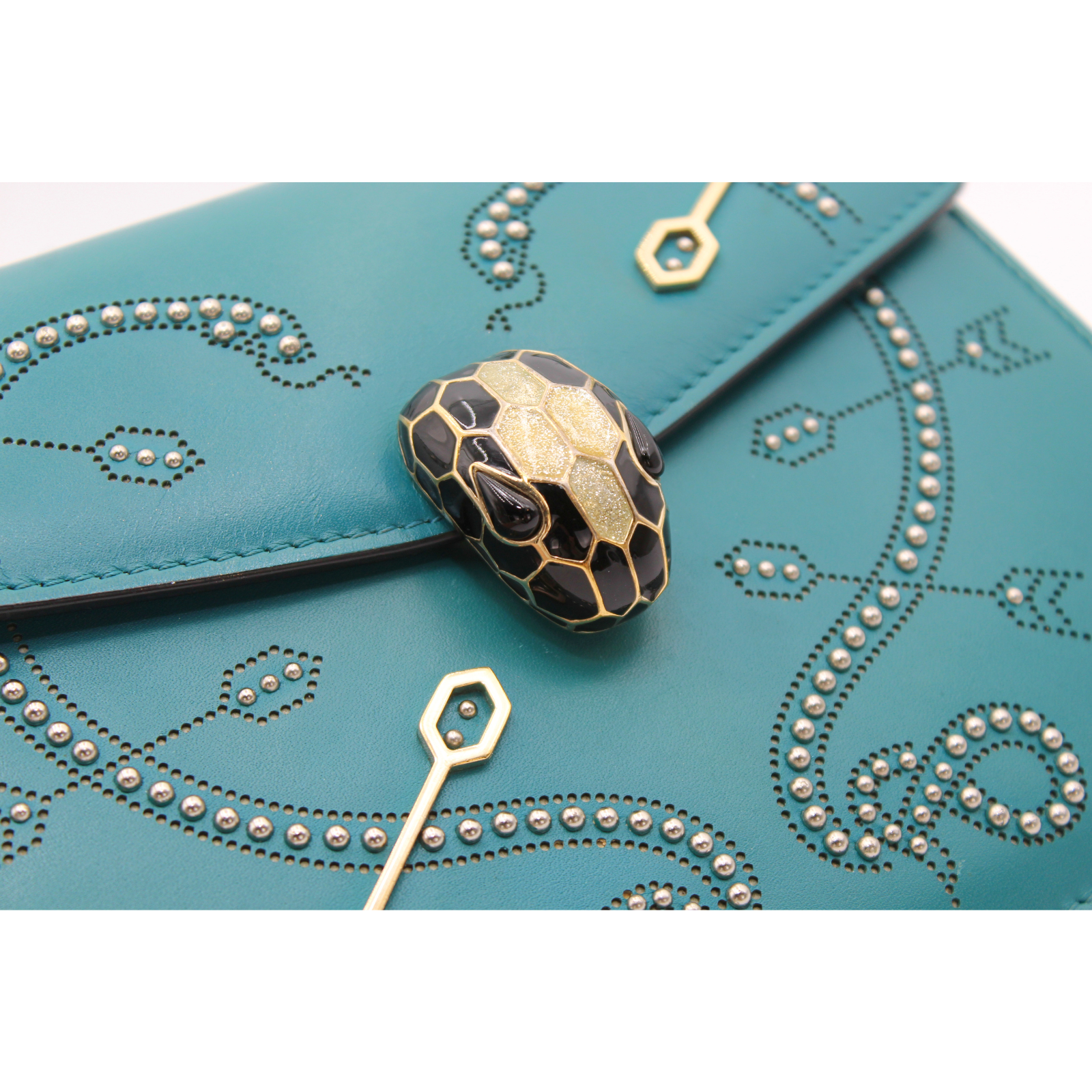 Serpenti Forever Calf Blue Shoulder Bag