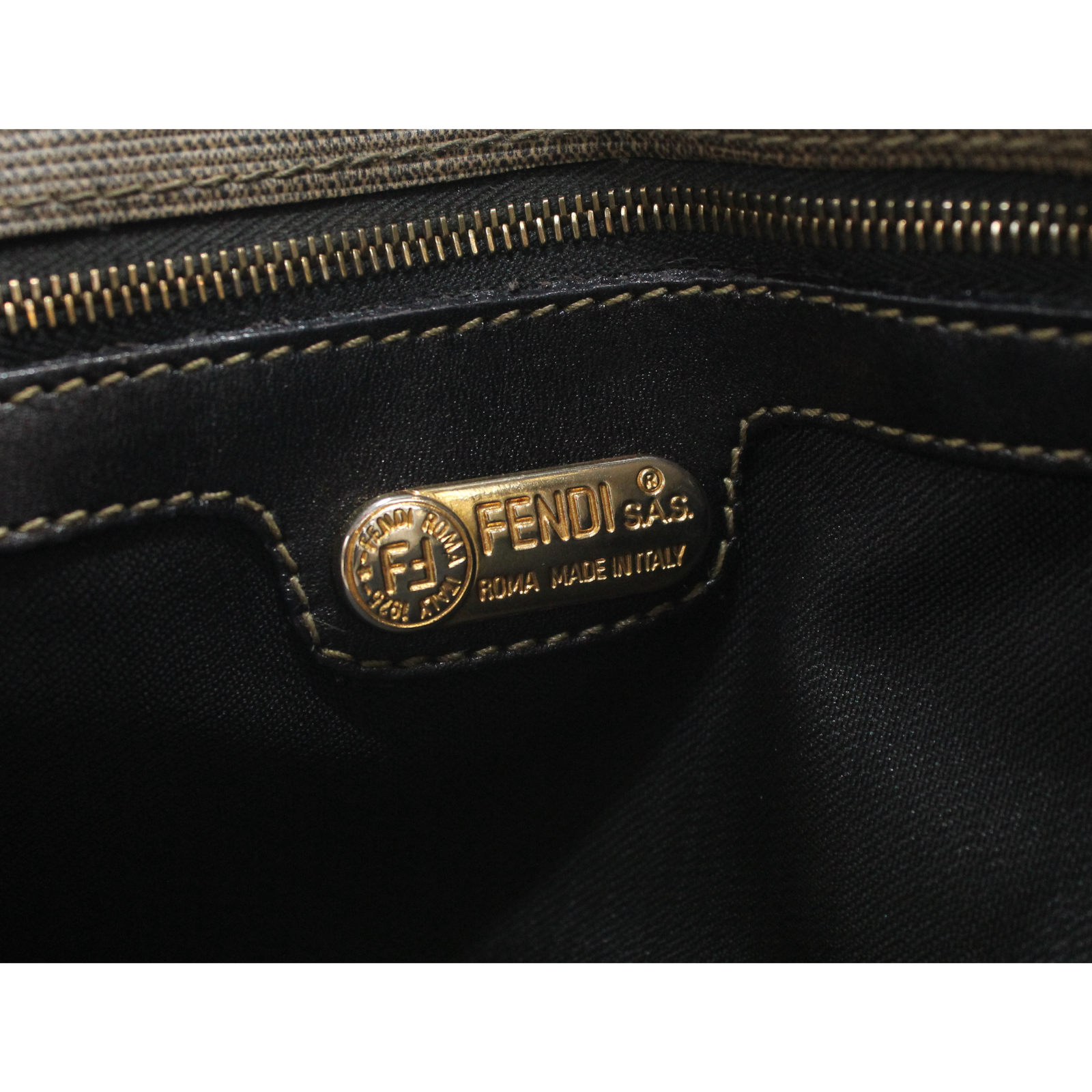 Coated Canvas Brown + Black Shoulder Bag