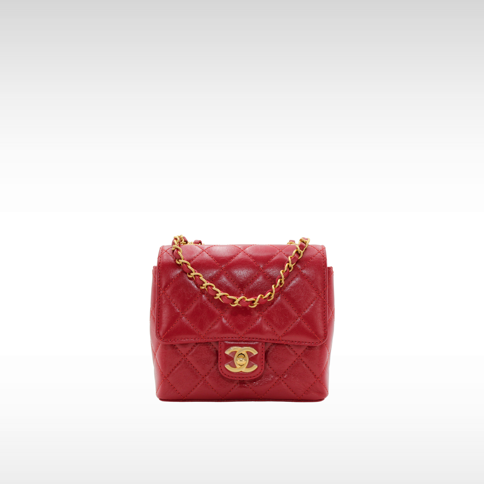 Mini Matelasse Calf Red Shoulder Bag