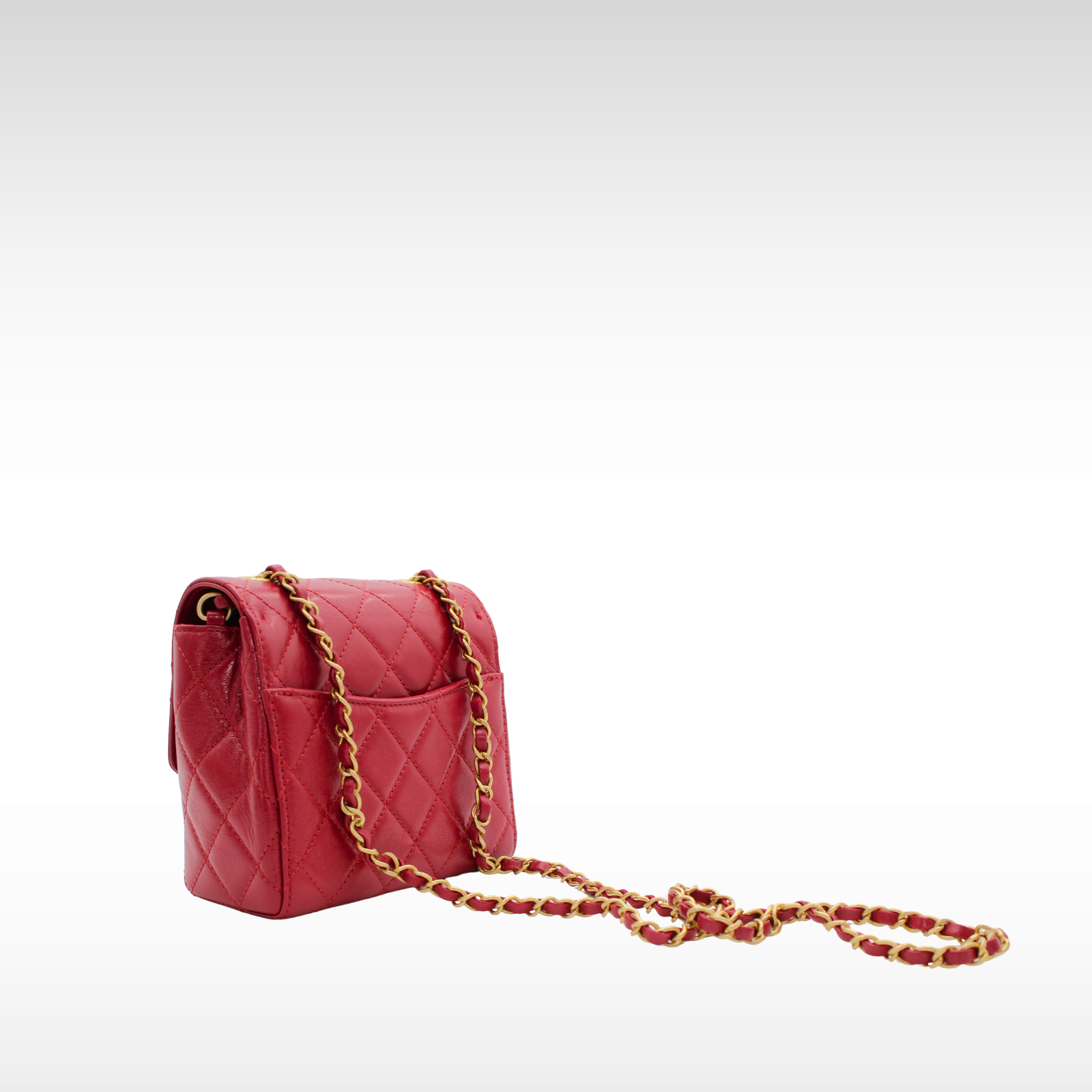 Mini Matelasse Calf Red Shoulder Bag