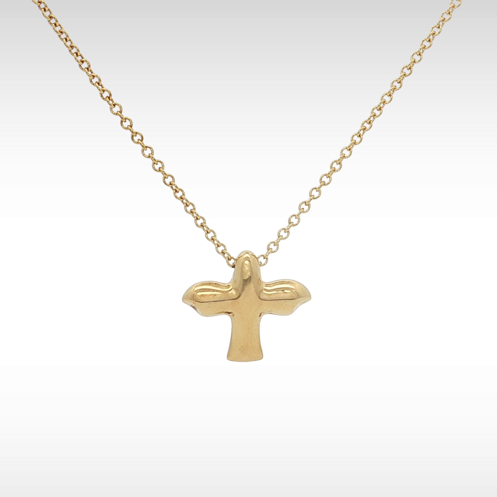 Bird Cross Yellow Gold Necklace