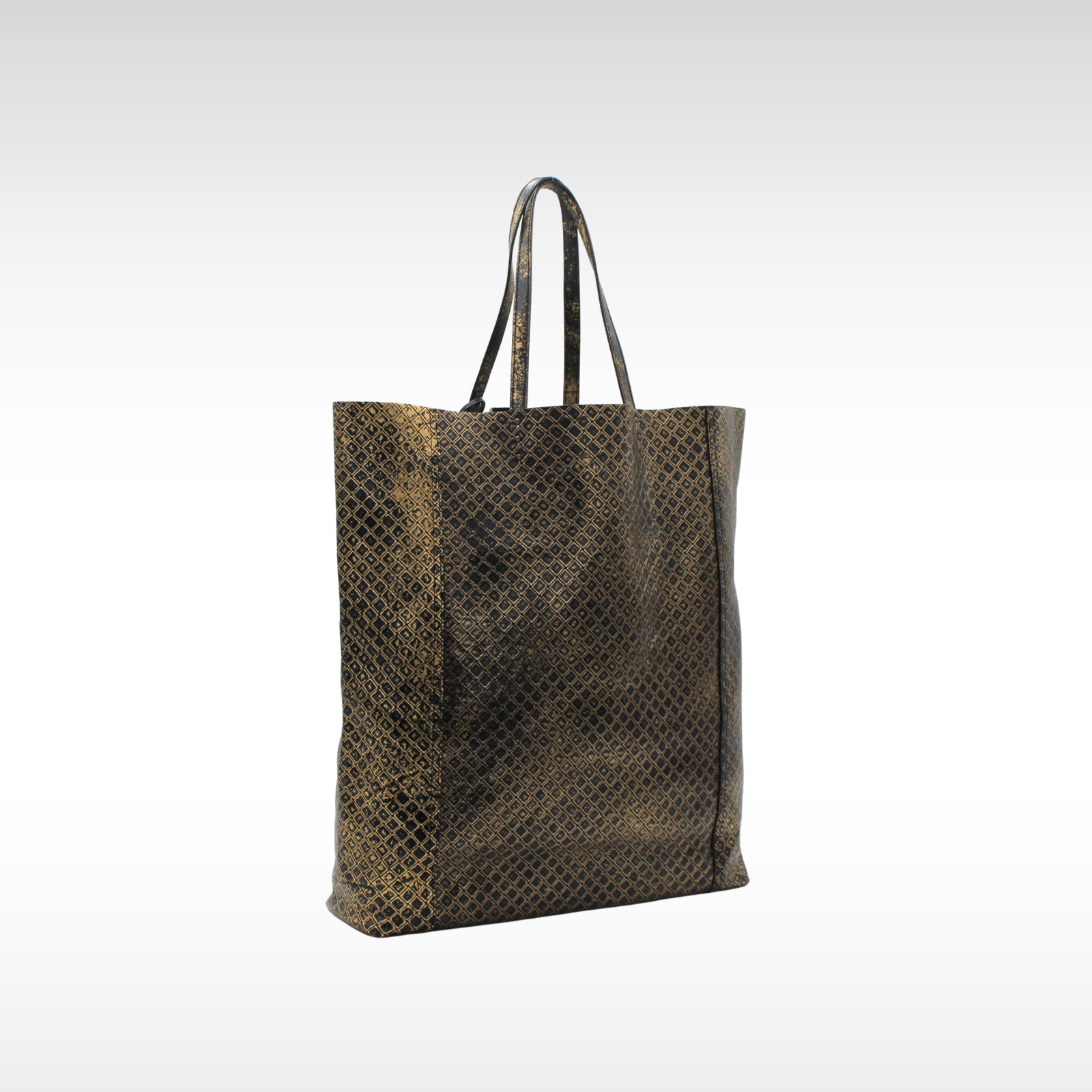 Intrecciato Mirage Calf Black + Gold Tote Bag