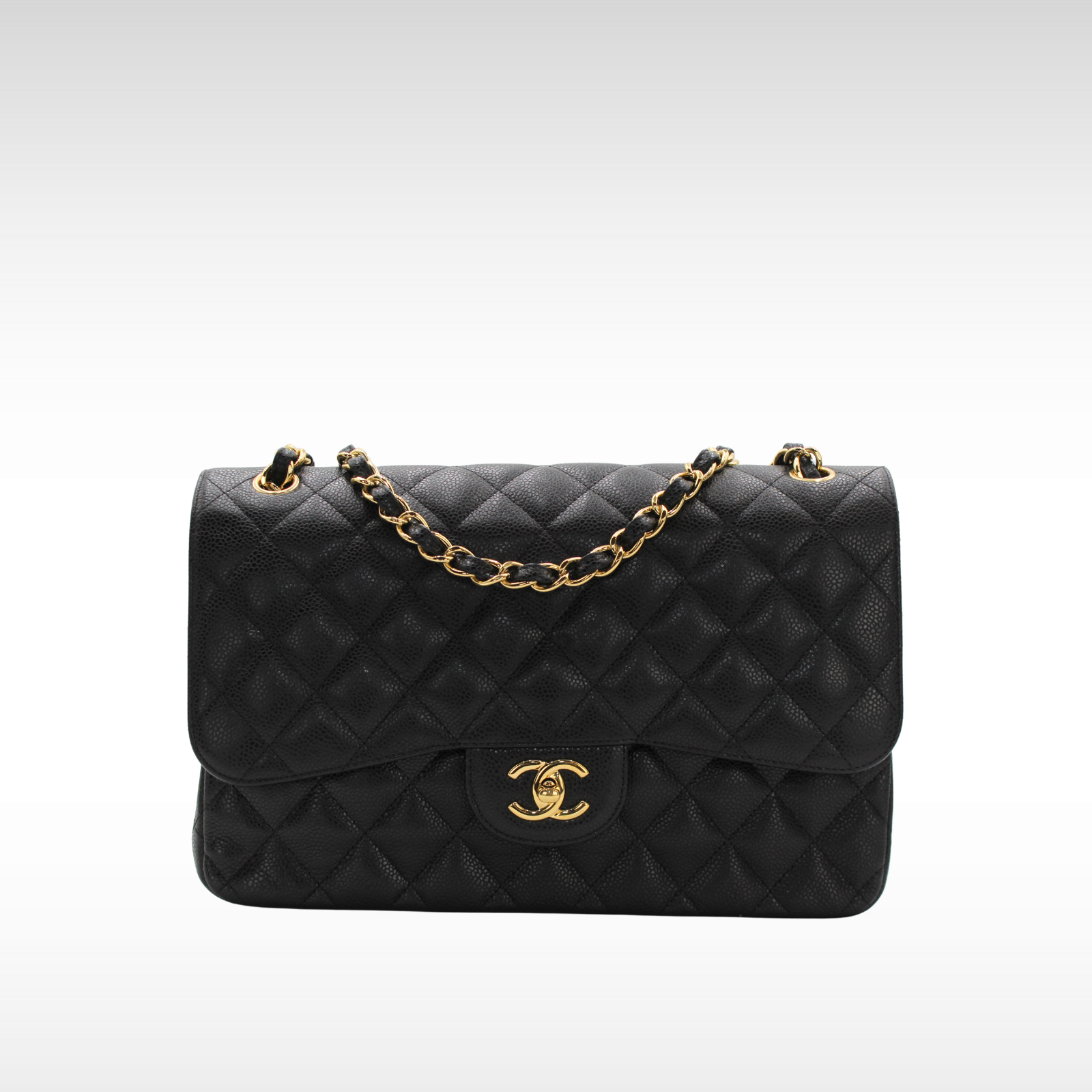 Classic Large Caviar Black Shoulder Bag