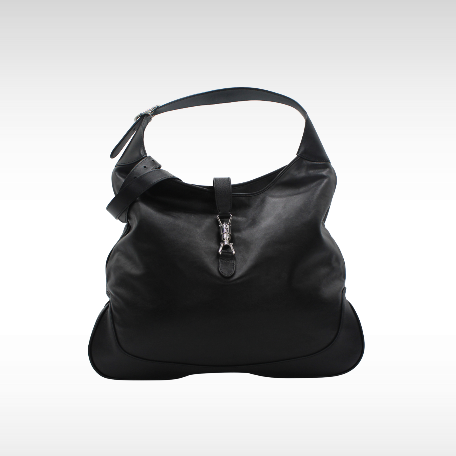 Jackie 1961 Large Calf Black Shoulder Bag