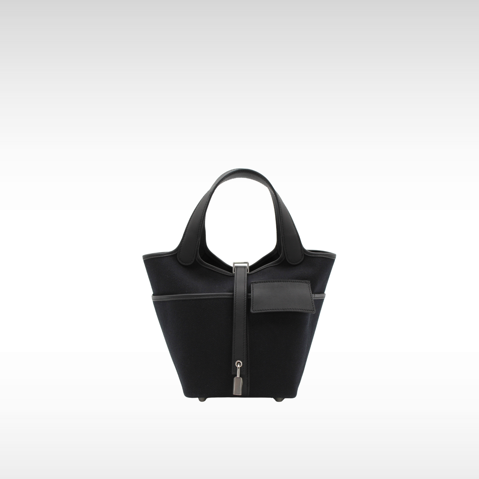 Picotin Lock Pocket 18 Toile Goeland Black Handbag