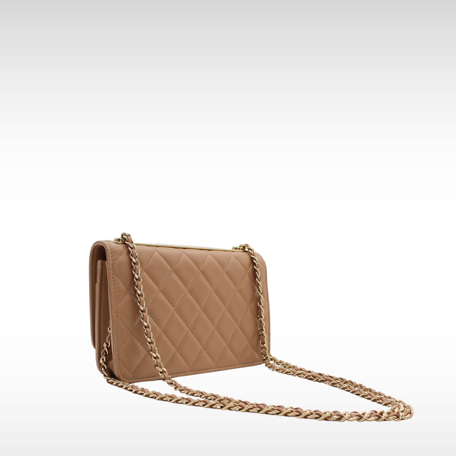 Trendy CC Lamb Beige Wallet on Chain