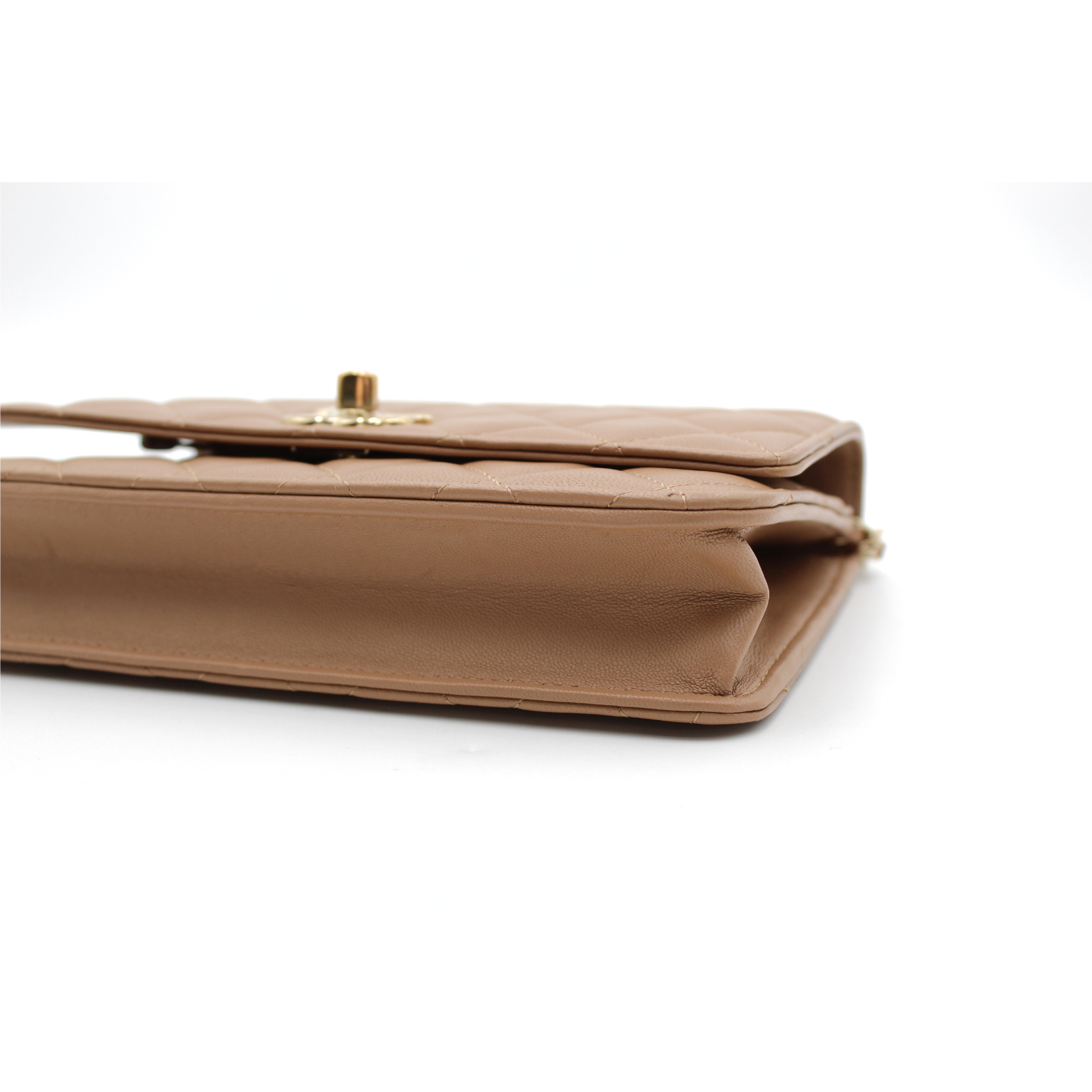 Trendy CC Lamb Beige Wallet on Chain