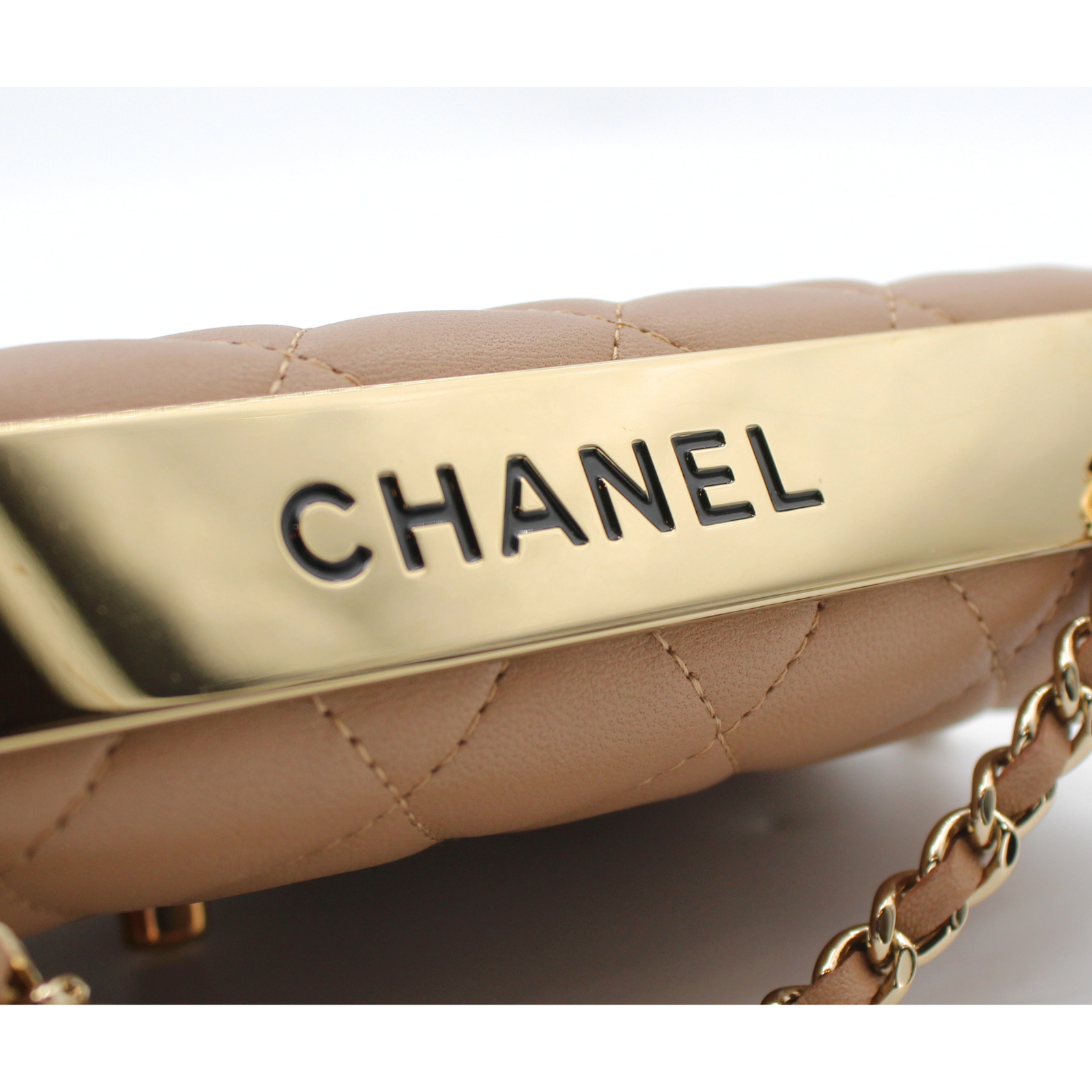 Trendy CC Lamb Beige Wallet on Chain