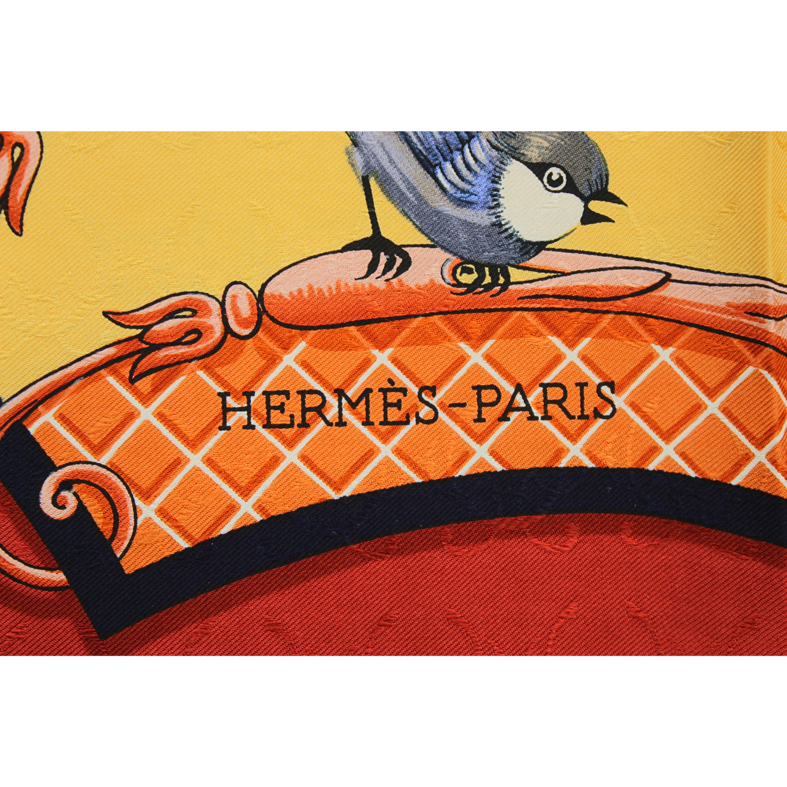 Carre 90 La Cle des Champs Silk Red + Yellow + Orange Scarf