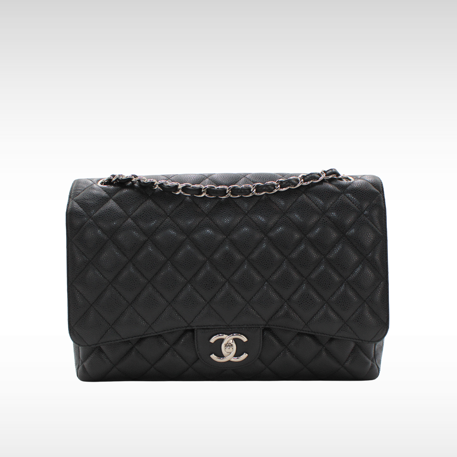 Classic Maxi Caviar Black Shoulder Bag
