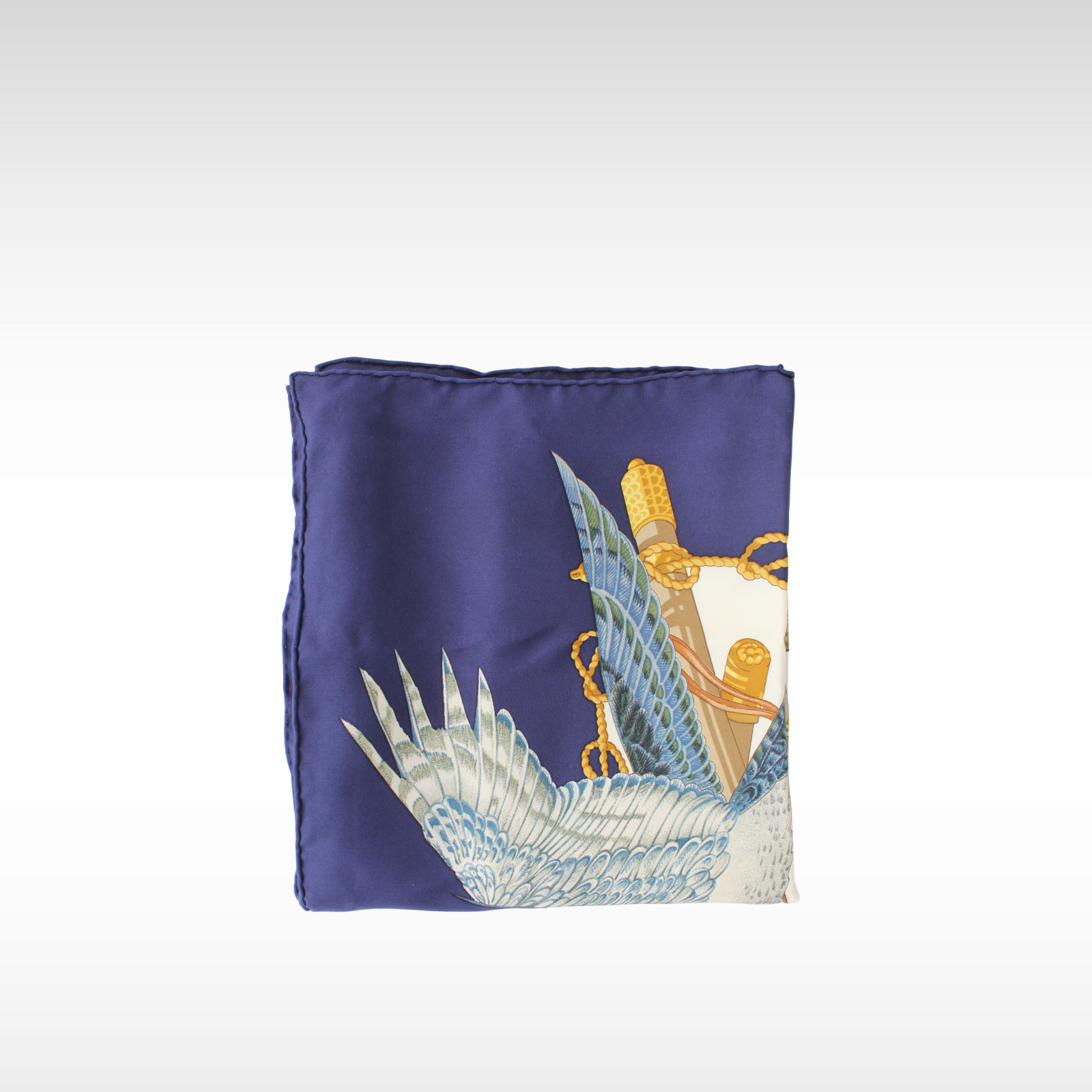 Carre 90 Les Oiseaux du Roy Silk Navy + Multicolor Scarf