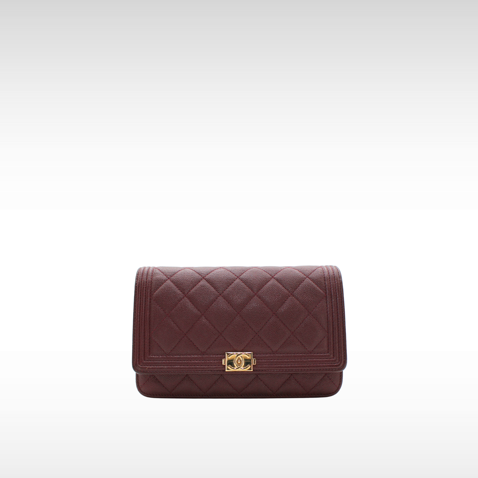 Boy Chanel Caviar Burgundy Wallet on Chain