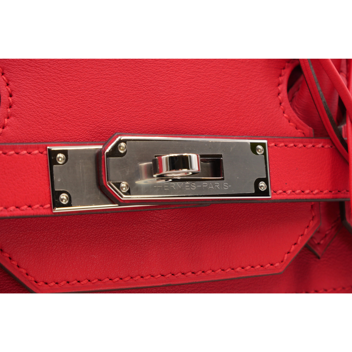 Birkin 35 Fray Fray Twill H Ecru + Framboise