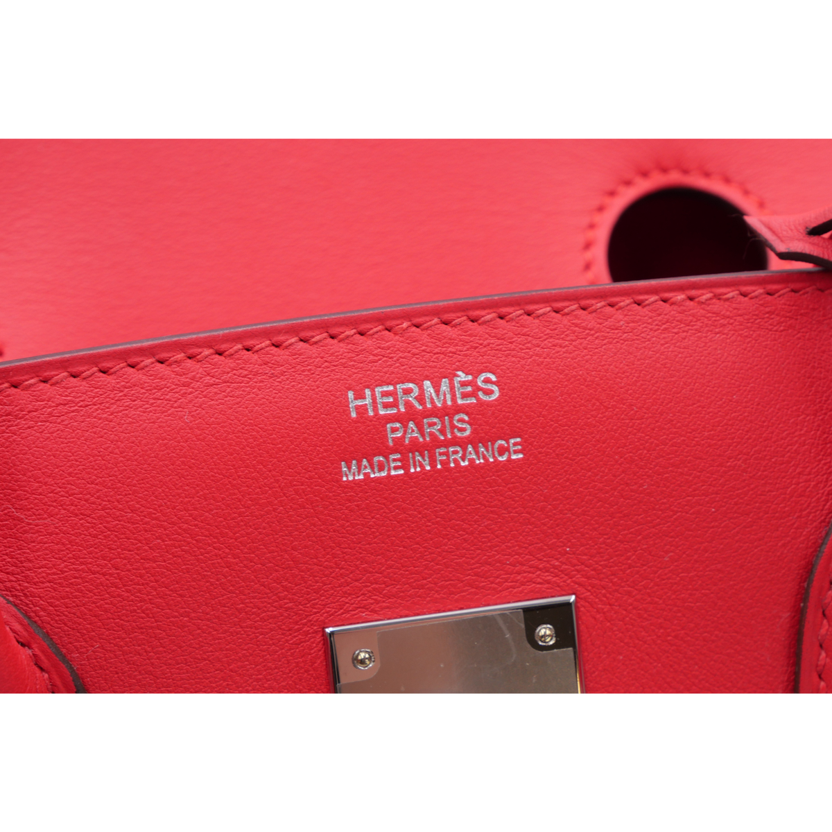 Birkin 35 Fray Fray Twill H Ecru + Framboise
