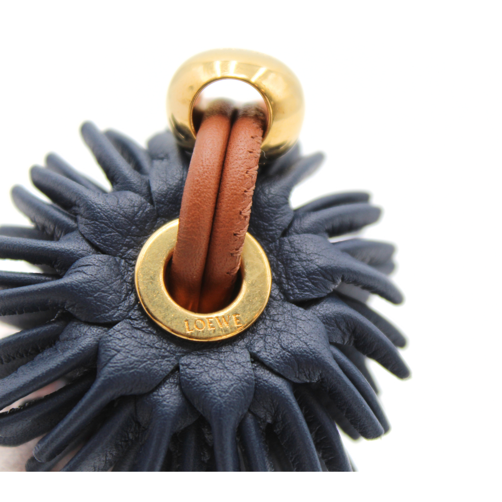 Flower Dice Charm Calf Navy Bag Charm