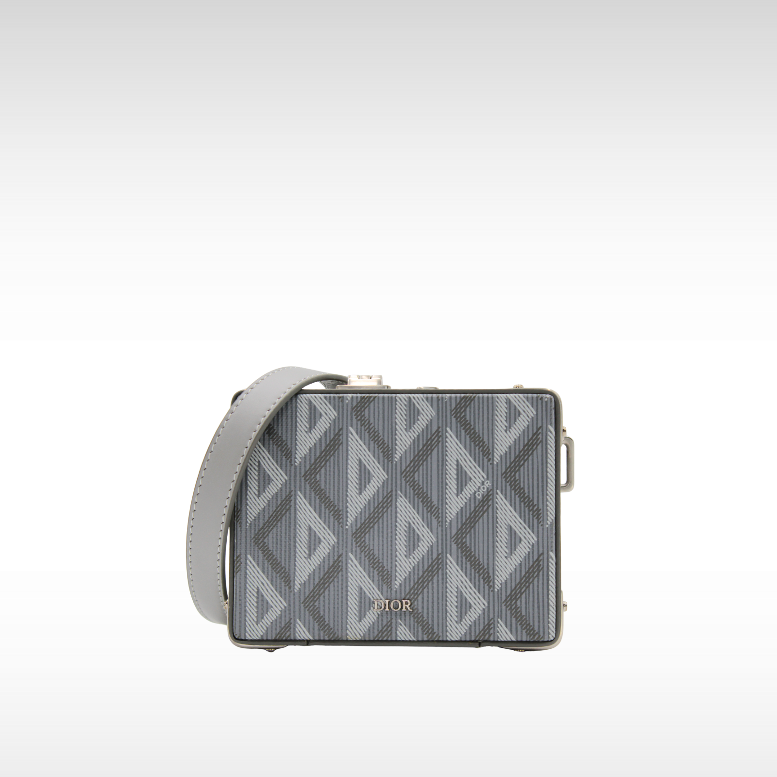 Lock Case Micro Coated Canvas Gray Crossbody Bag