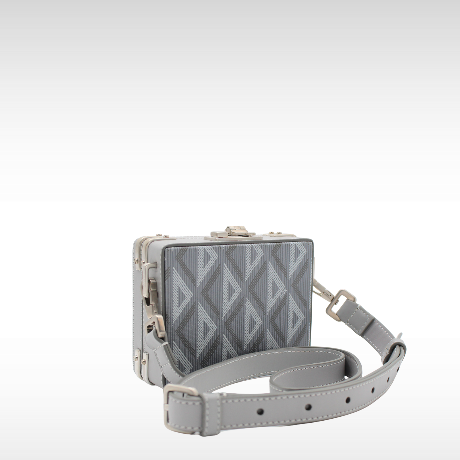 Lock Case Micro Coated Canvas Gray Crossbody Bag