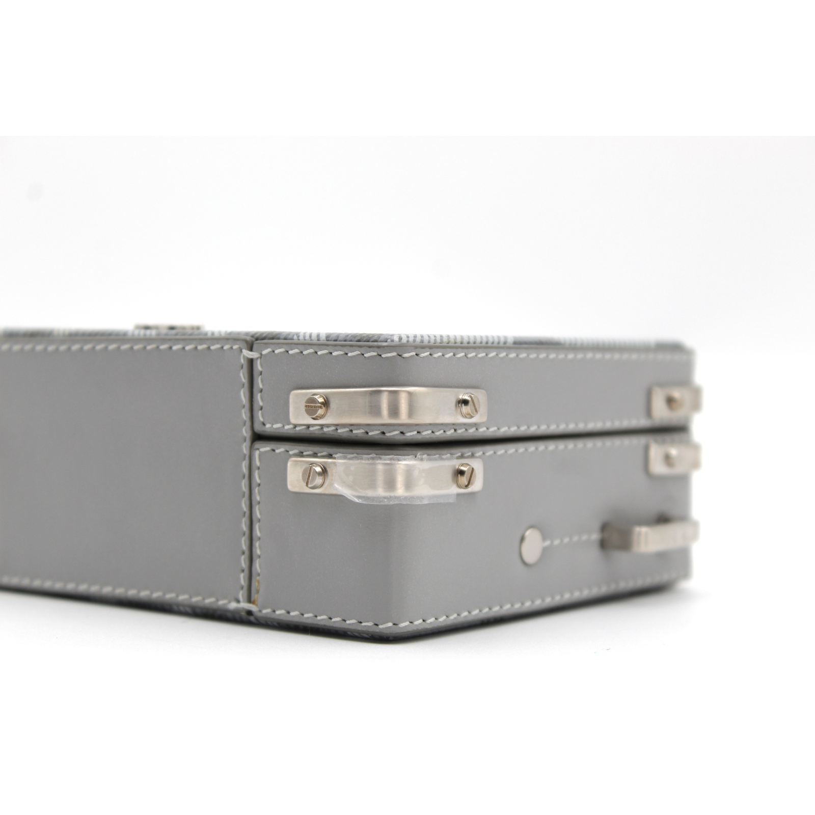 Lock Case Micro Coated Canvas Gray Crossbody Bag