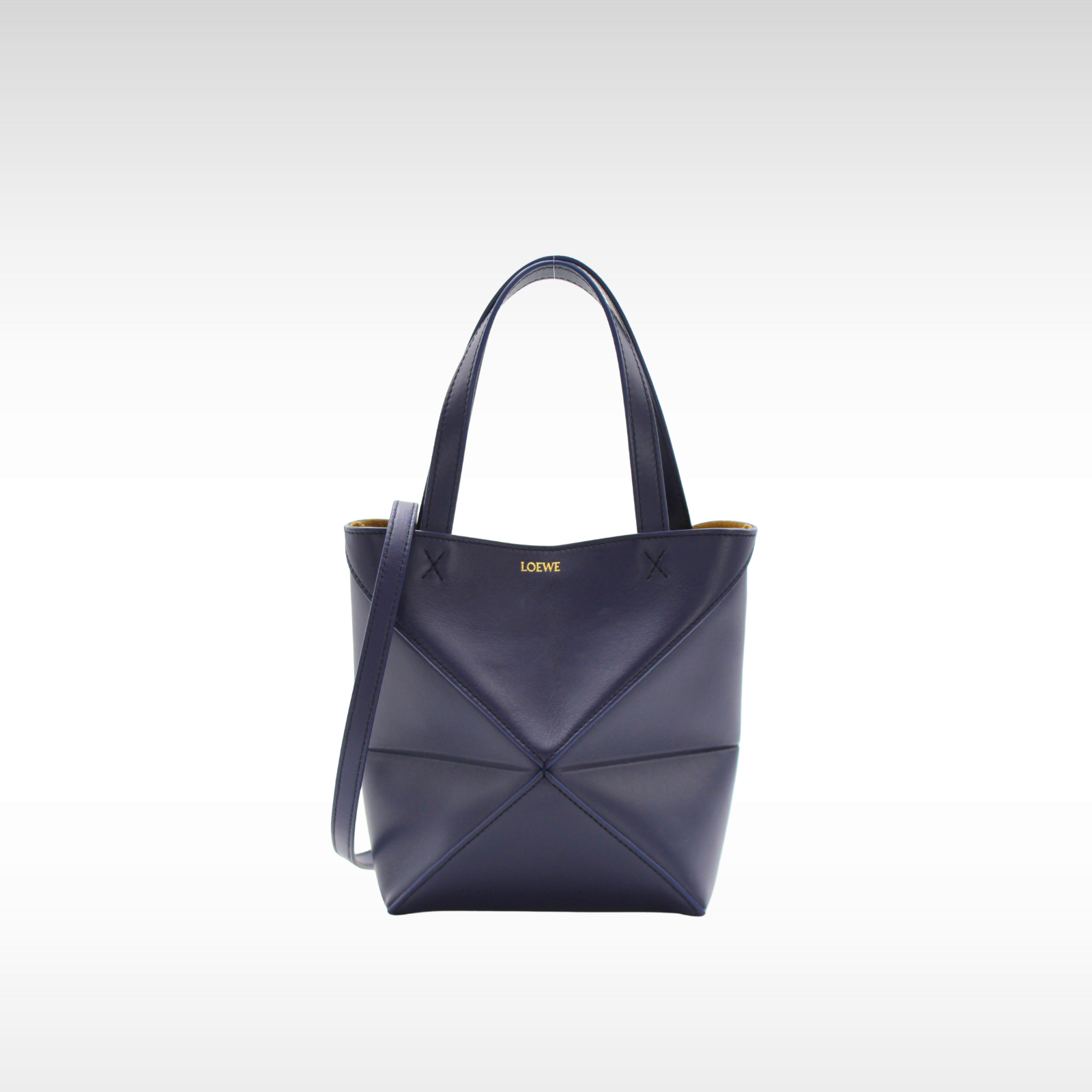 Puzzle Fold Mini Calf Navy Handbag