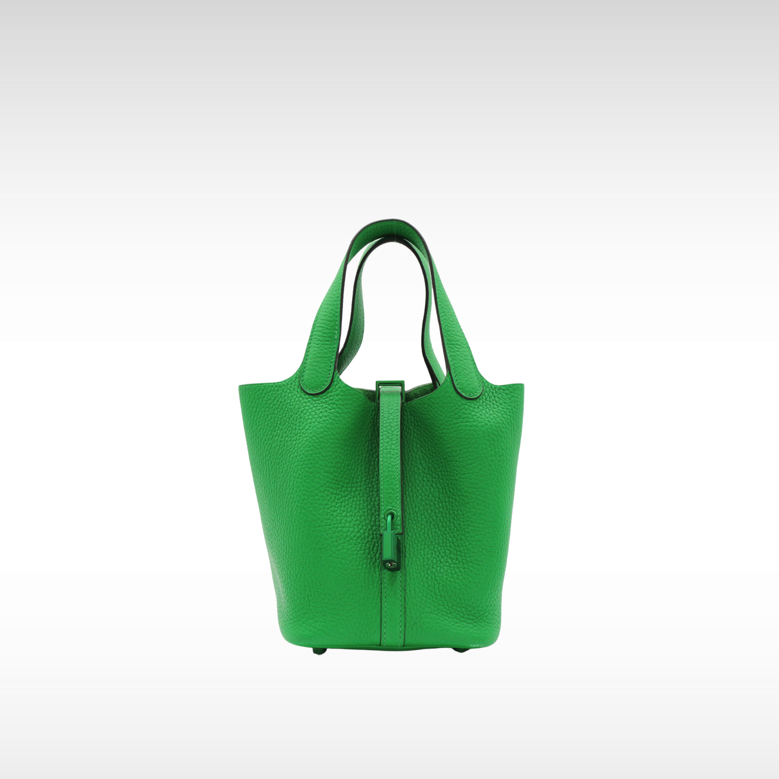 Picotin Lock 18 Monochrome Taurillon Clemence Bamboo Handbag