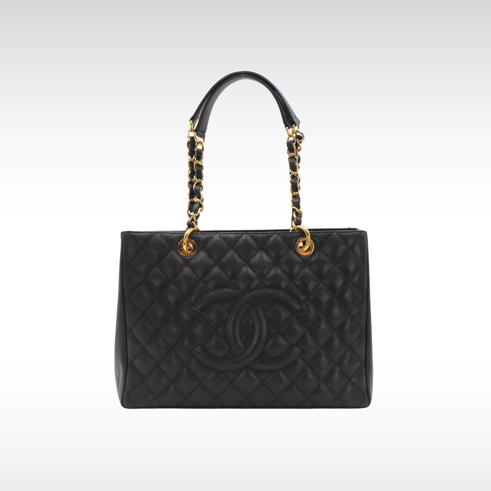 Grand Shopping Tote Caviar Black Shoulder Bag