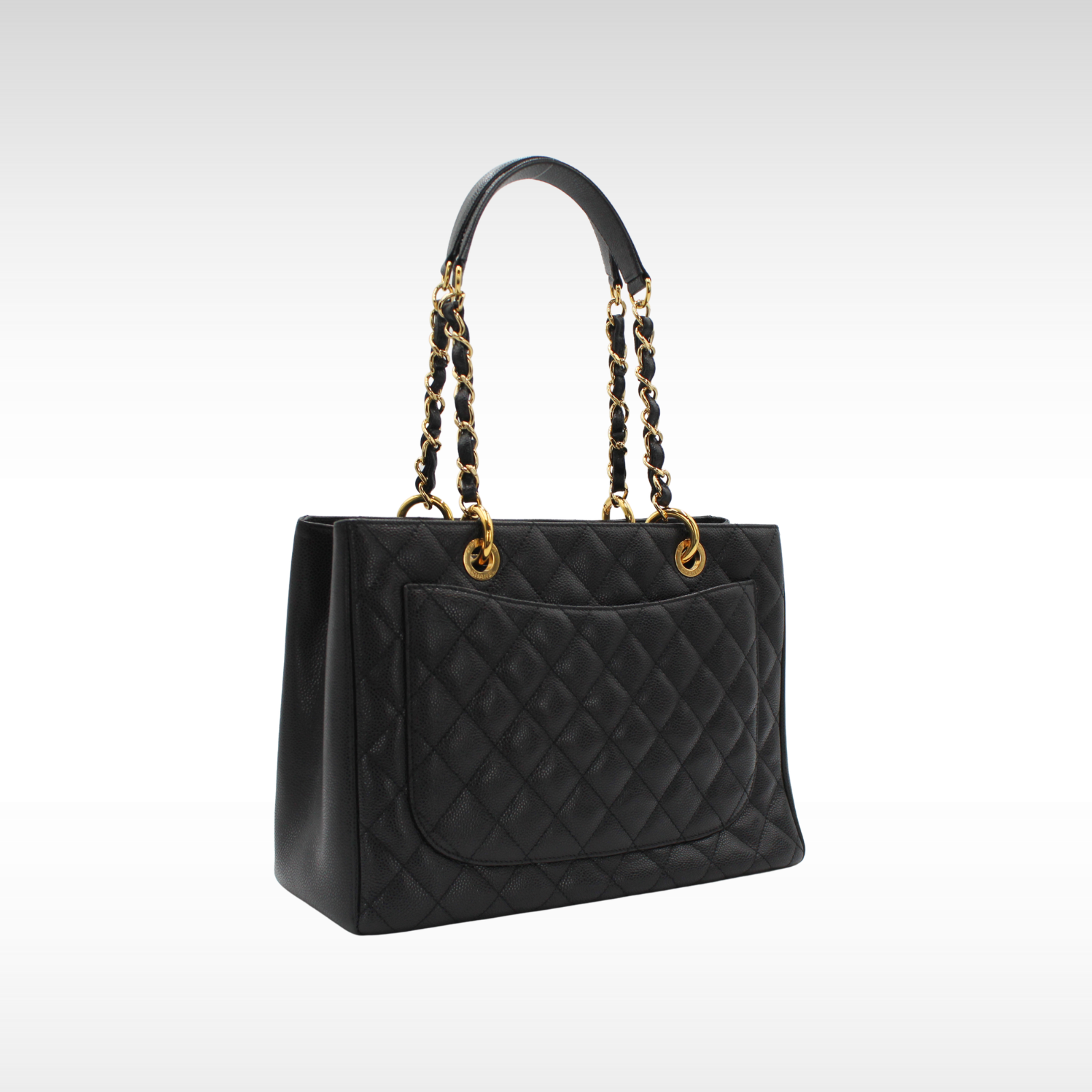 Grand Shopping Tote Caviar Black Shoulder Bag